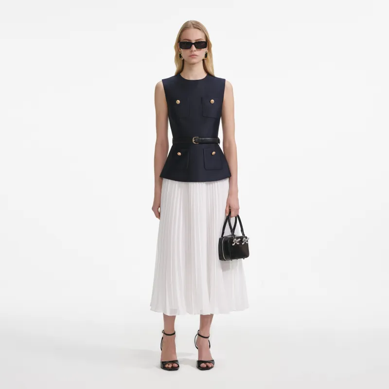 Navy Taffeta Midi Dress made by Self-Portrait