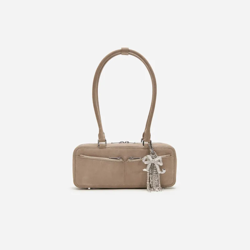 Grey Suede Shoulder Bag With Charm made by Self-Portrait
