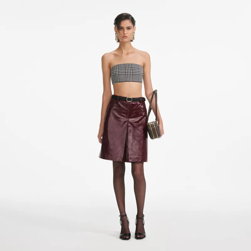 Burgundy Leather Mini Skirt made by Self-Portrait