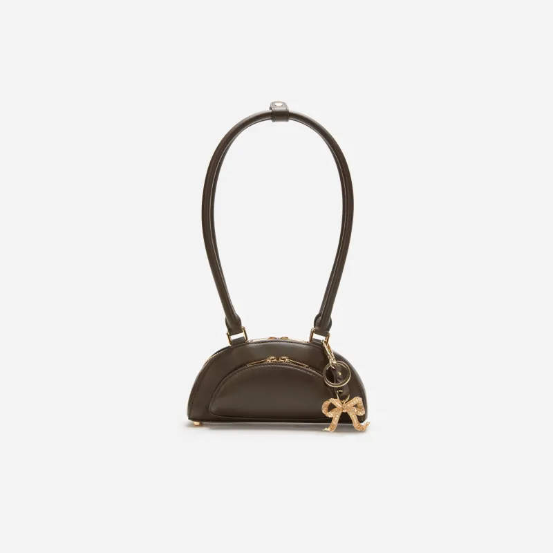 Brown Leather Mini Shoulder Bag With Charm made by Self-Portrait