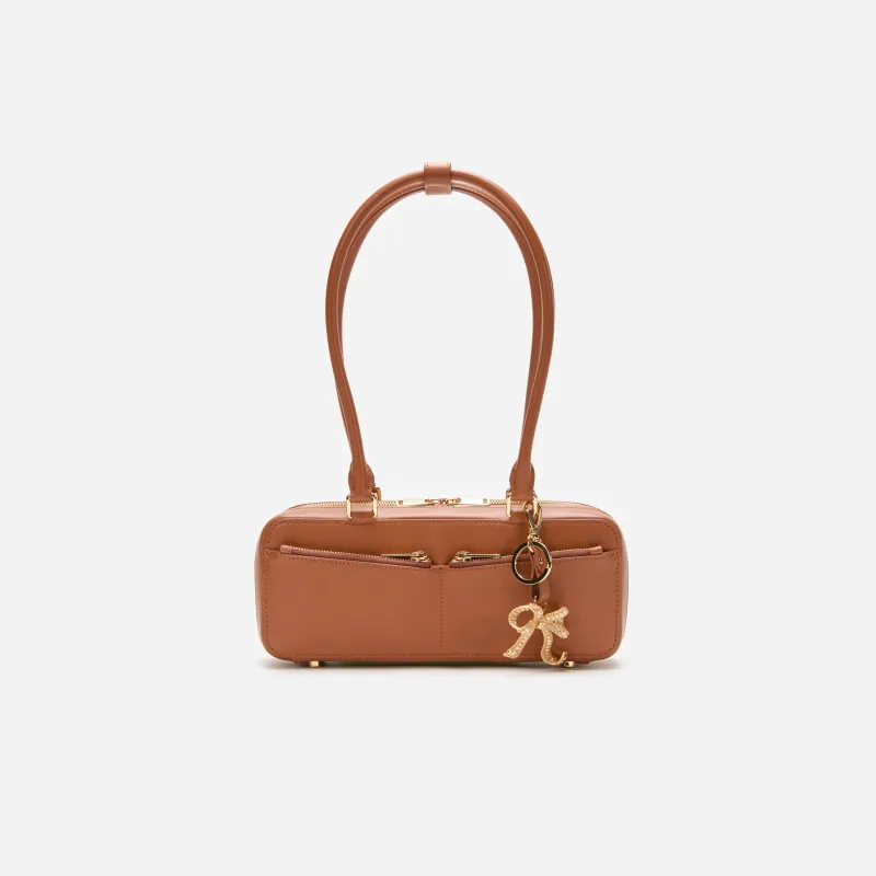 Tan Leather Shoulder Bag With Charm made by Self-Portrait