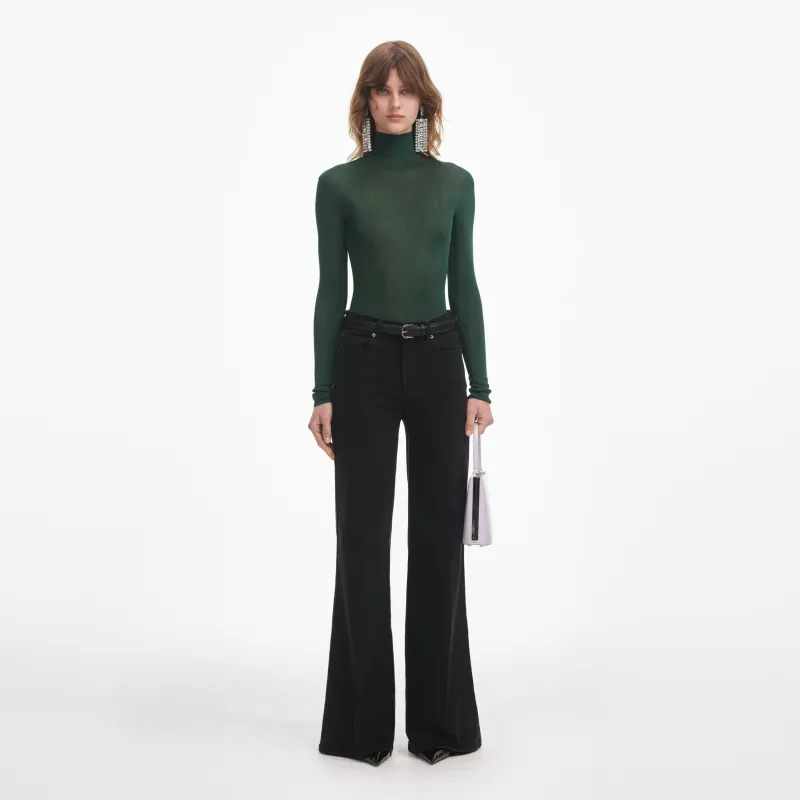 Green Viscose Knit Top made by Self-Portrait