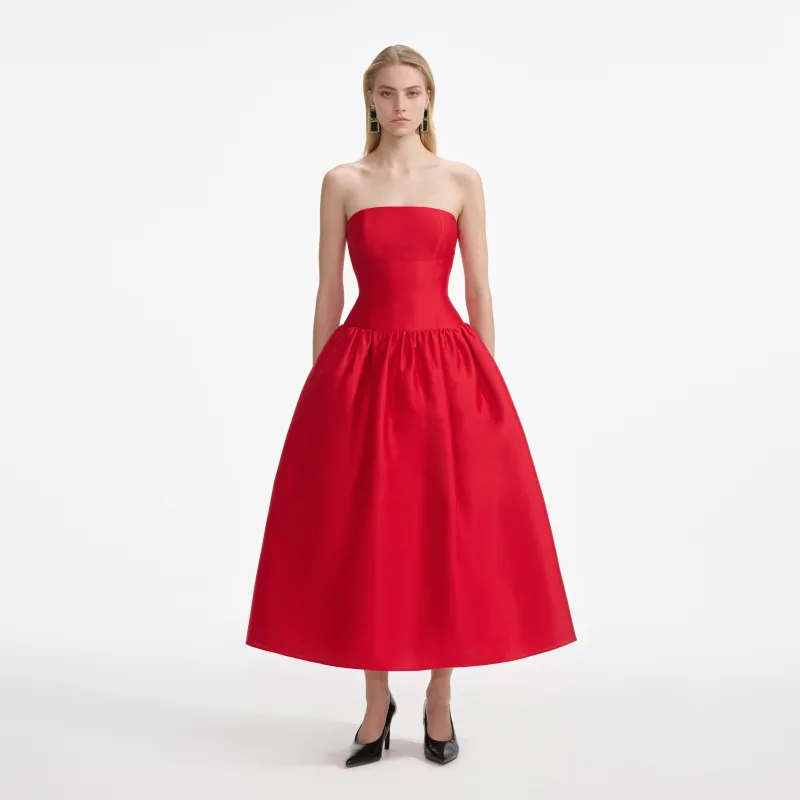 Red Taffeta Midi Dress made by Self-Portrait