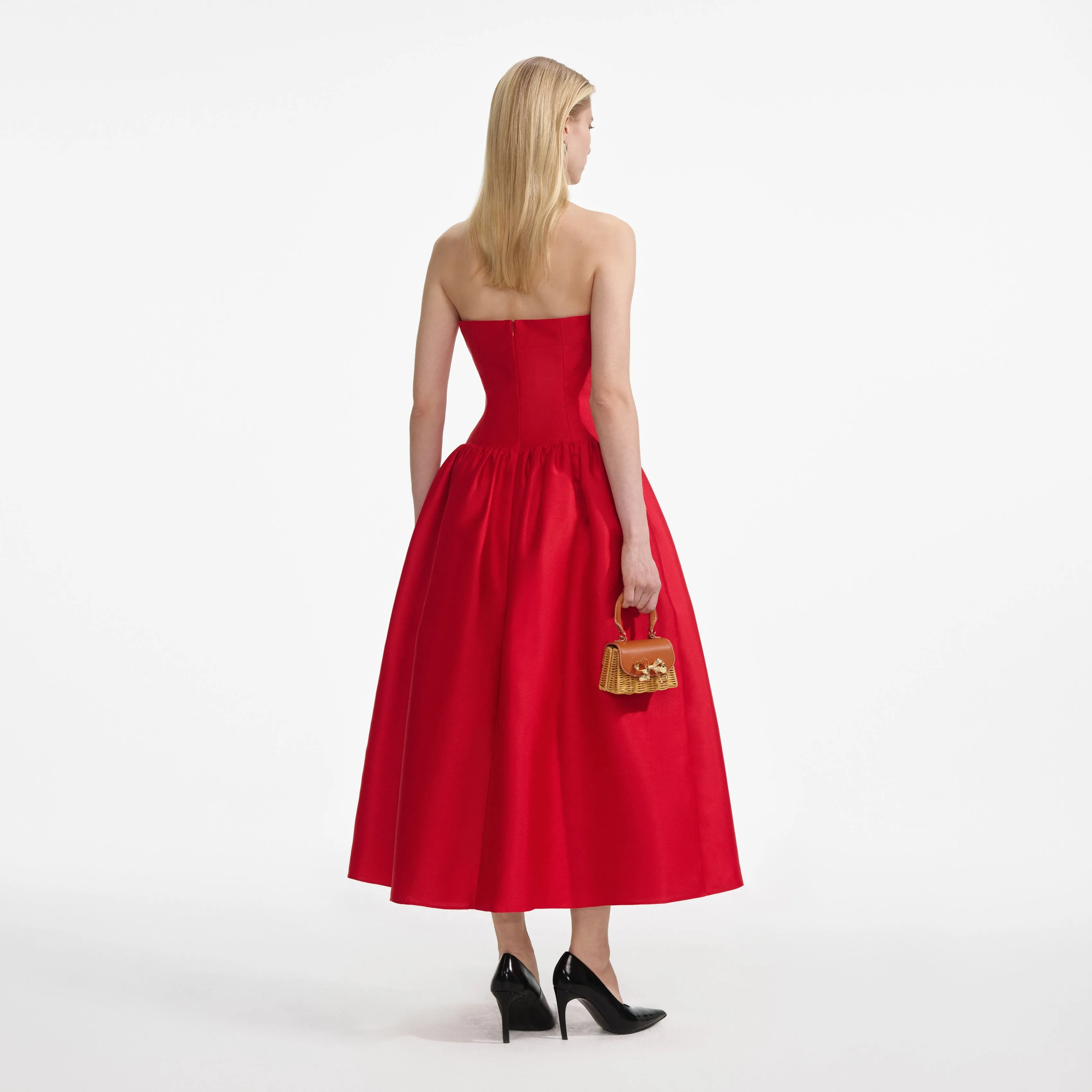 Red Taffeta Midi Dress sold by Self-Portrait product image thumbnail 3