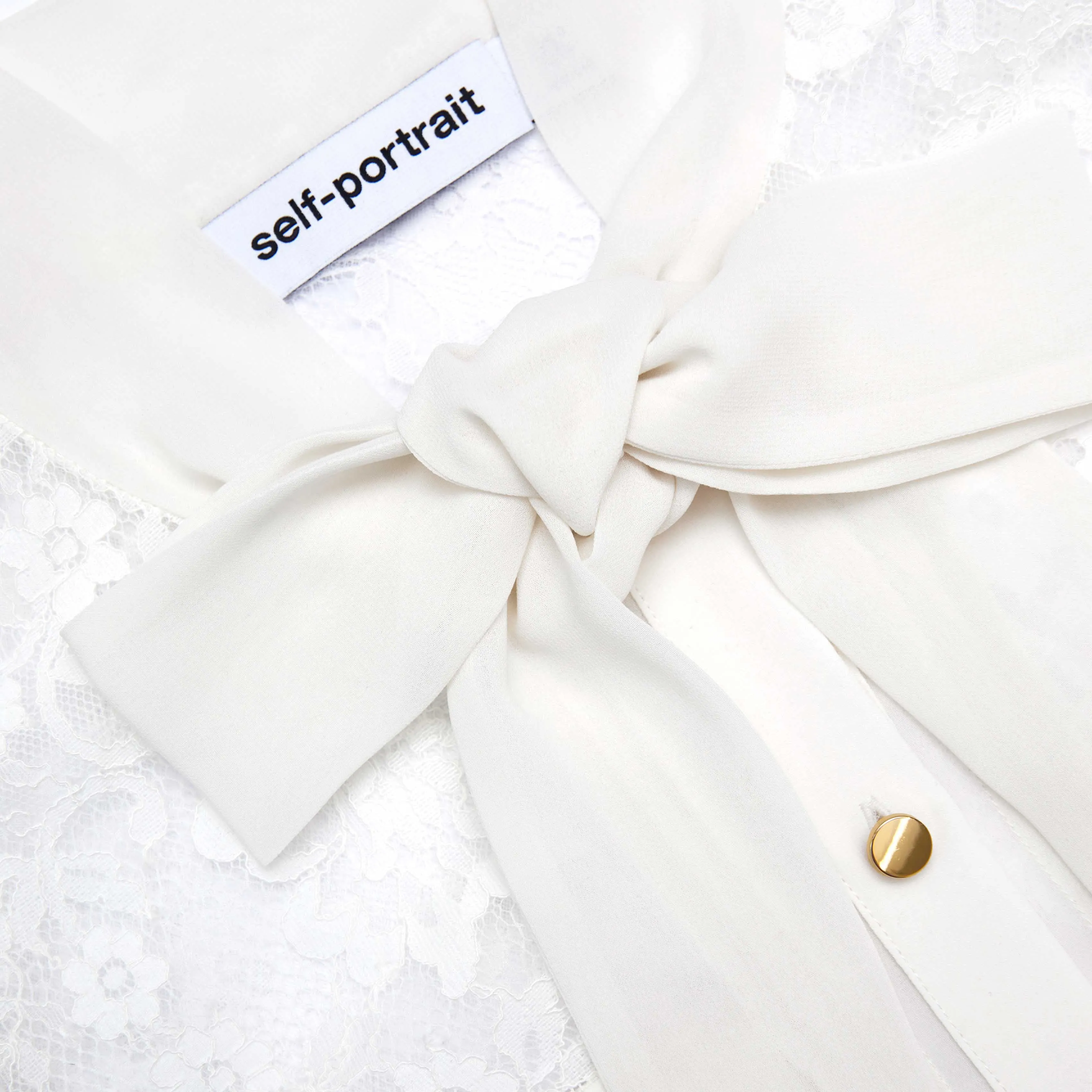 White Lace Tie Neck Midi Dress sold by Self-Portrait product image thumbnail 5