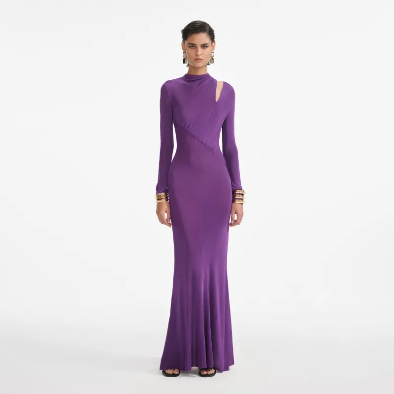 Purple Cut Out Viscose Knit Maxi Dress made by Self-Portrait
