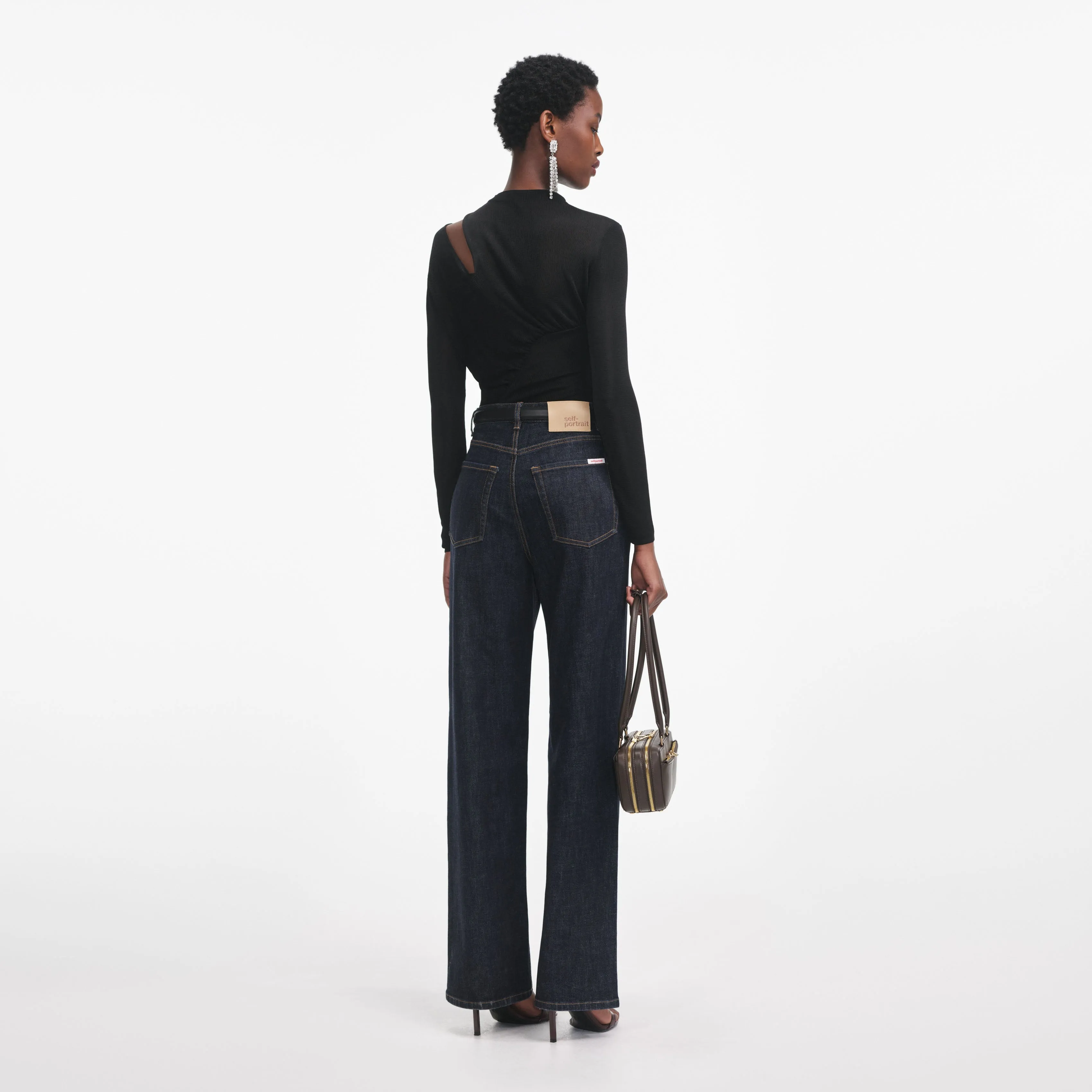 Black Cut Out Viscose Knit Top sold by Self-Portrait product image thumbnail 3