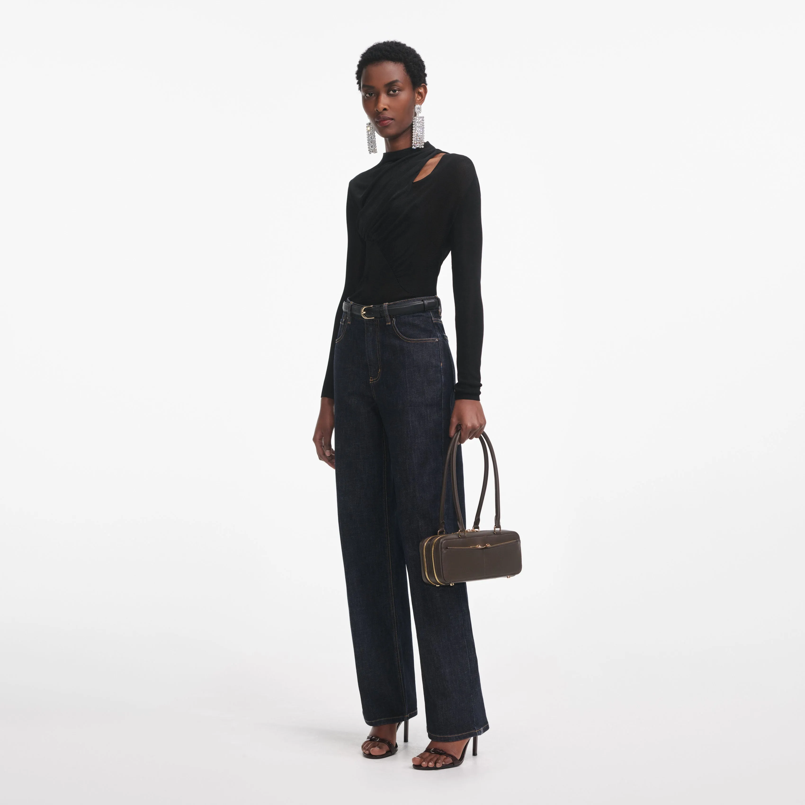 Black Cut Out Viscose Knit Top sold by Self-Portrait product image thumbnail 2