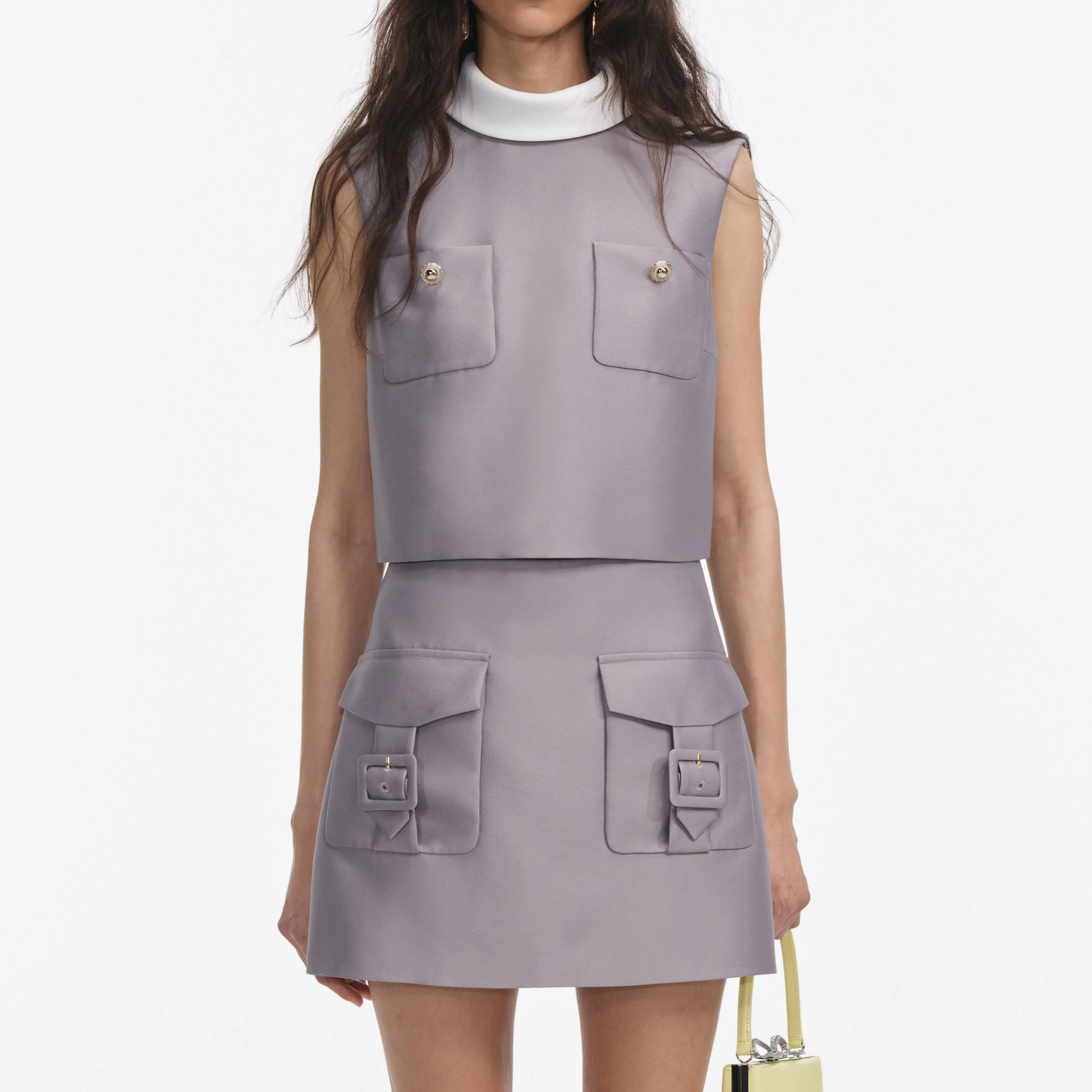 Grey Taffeta Mini Skirt sold by Self-Portrait product image thumbnail 4