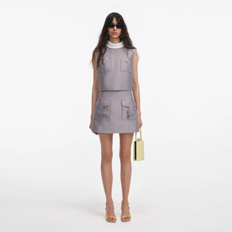 Grey Taffeta Mini Skirt made by Self-Portrait
