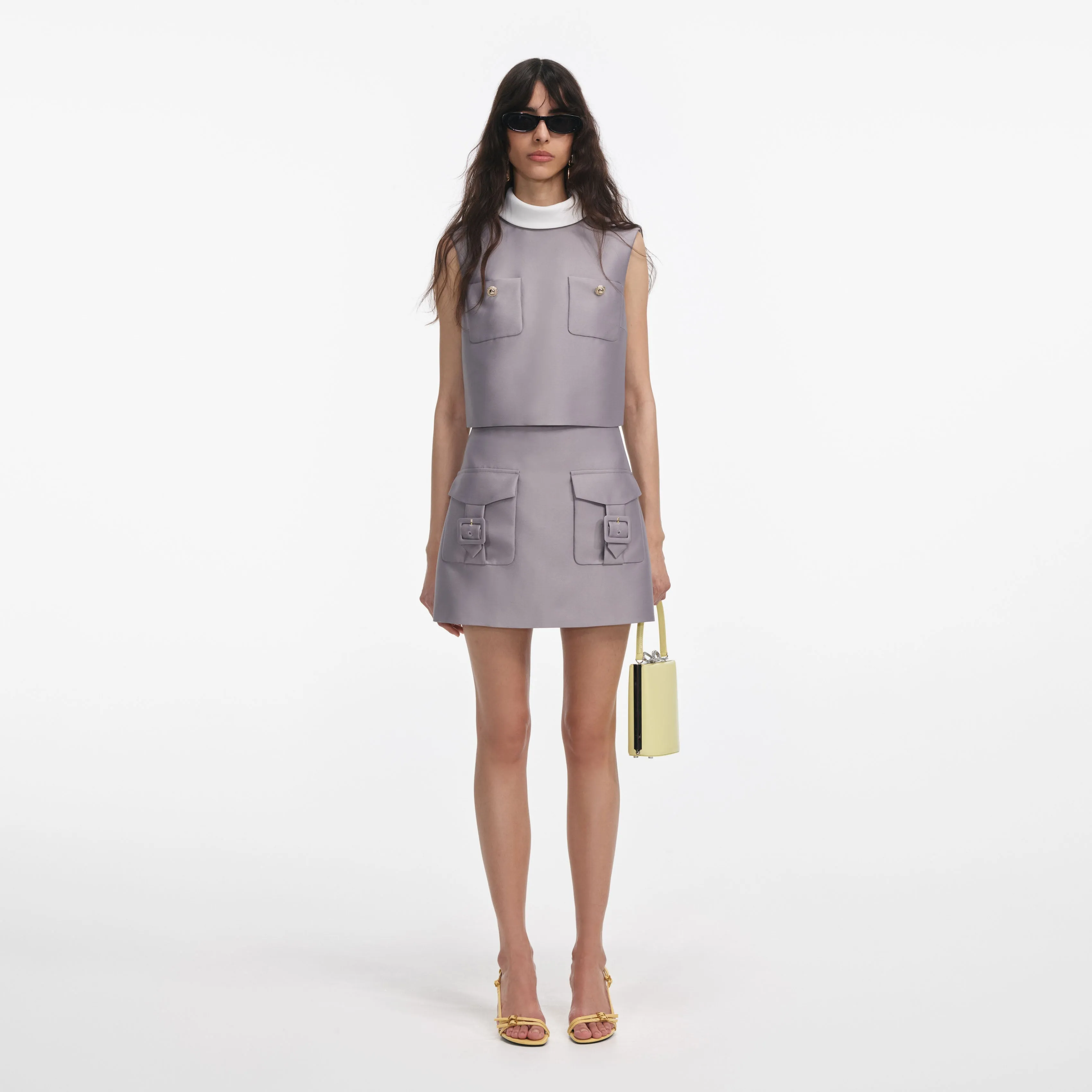 Grey Taffeta Mini Skirt sold by Self-Portrait