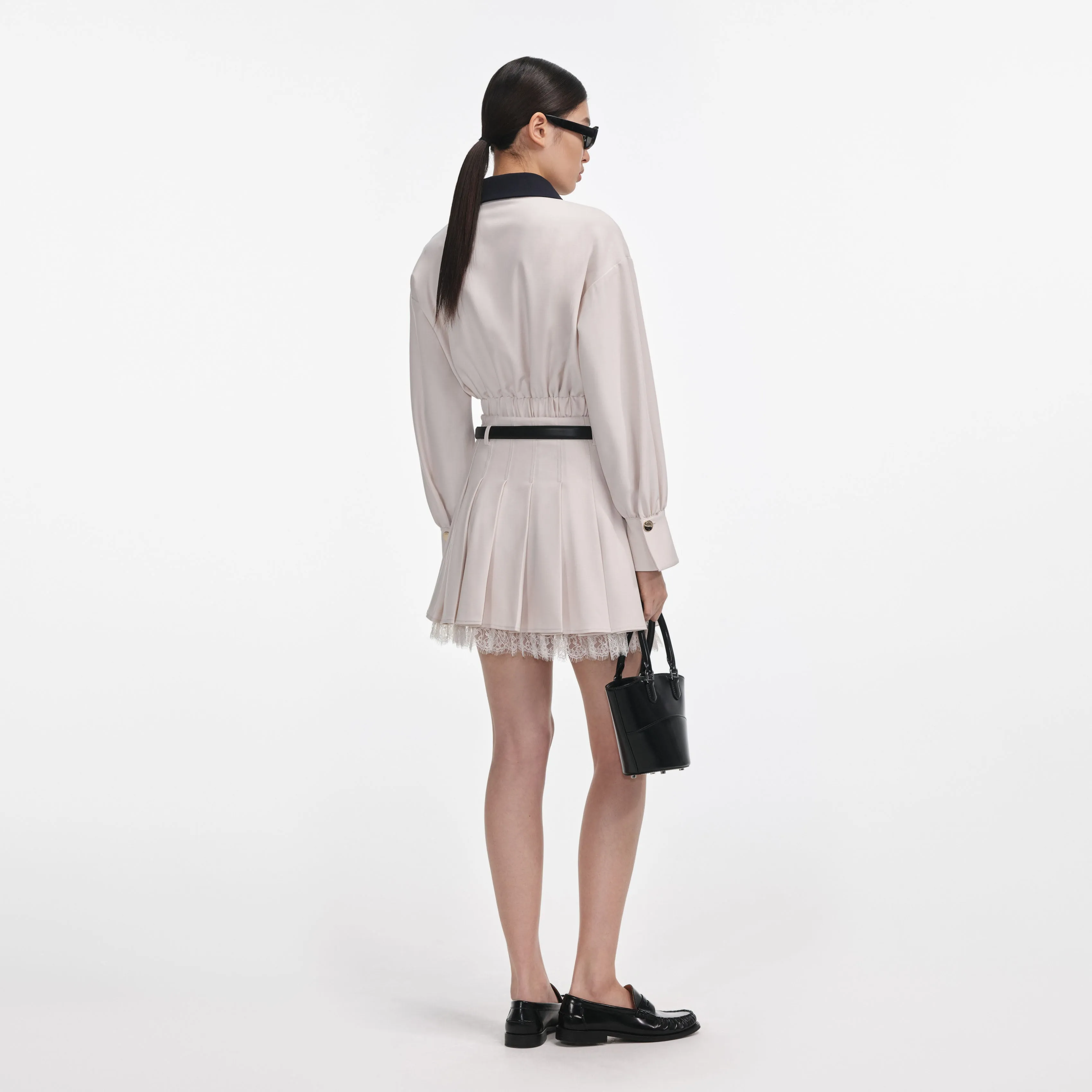 Cream Twill Pleated Mini Skirt sold by Self-Portrait product image thumbnail 3