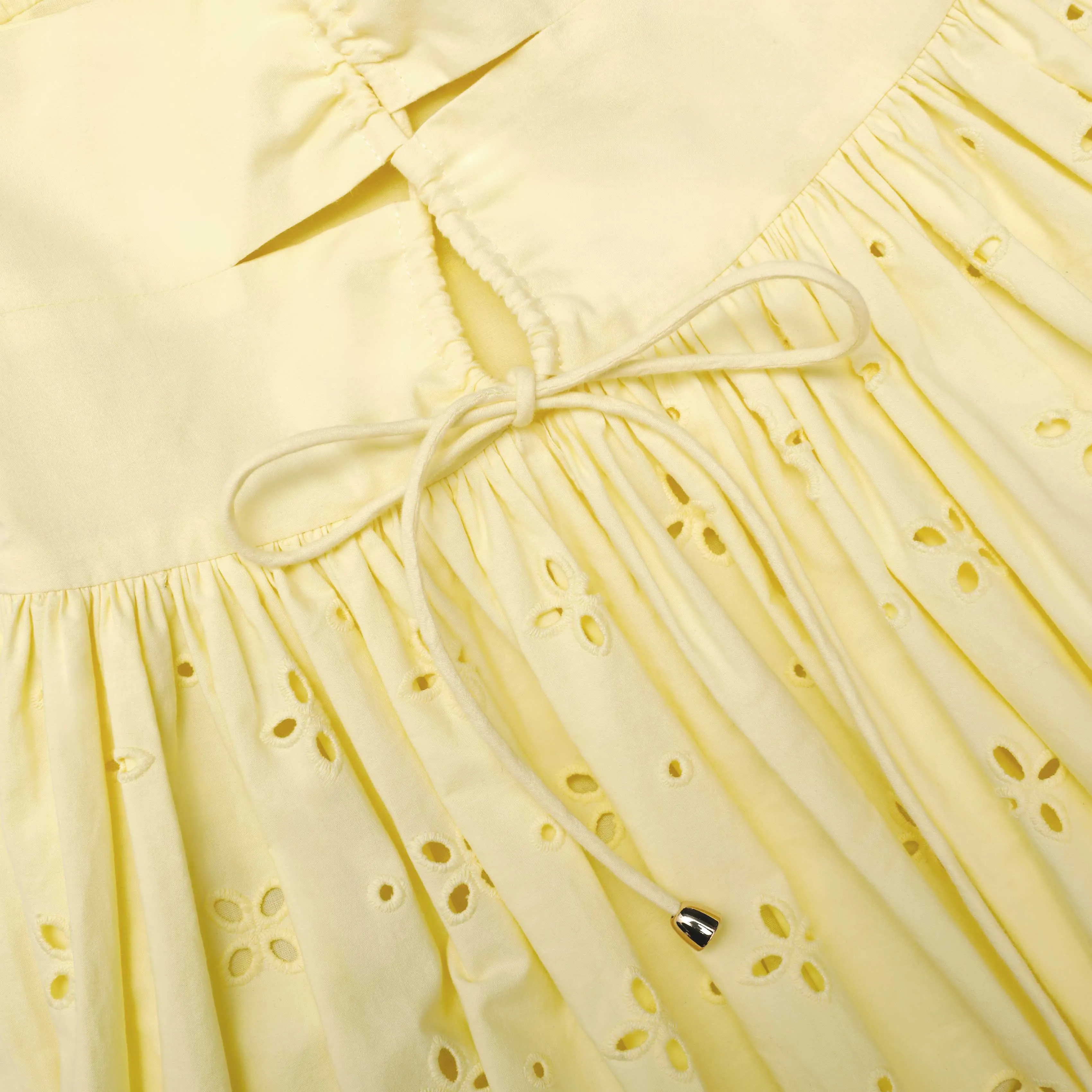 Yellow Cotton Broderie Midi Dress sold by Self-Portrait product image thumbnail 5