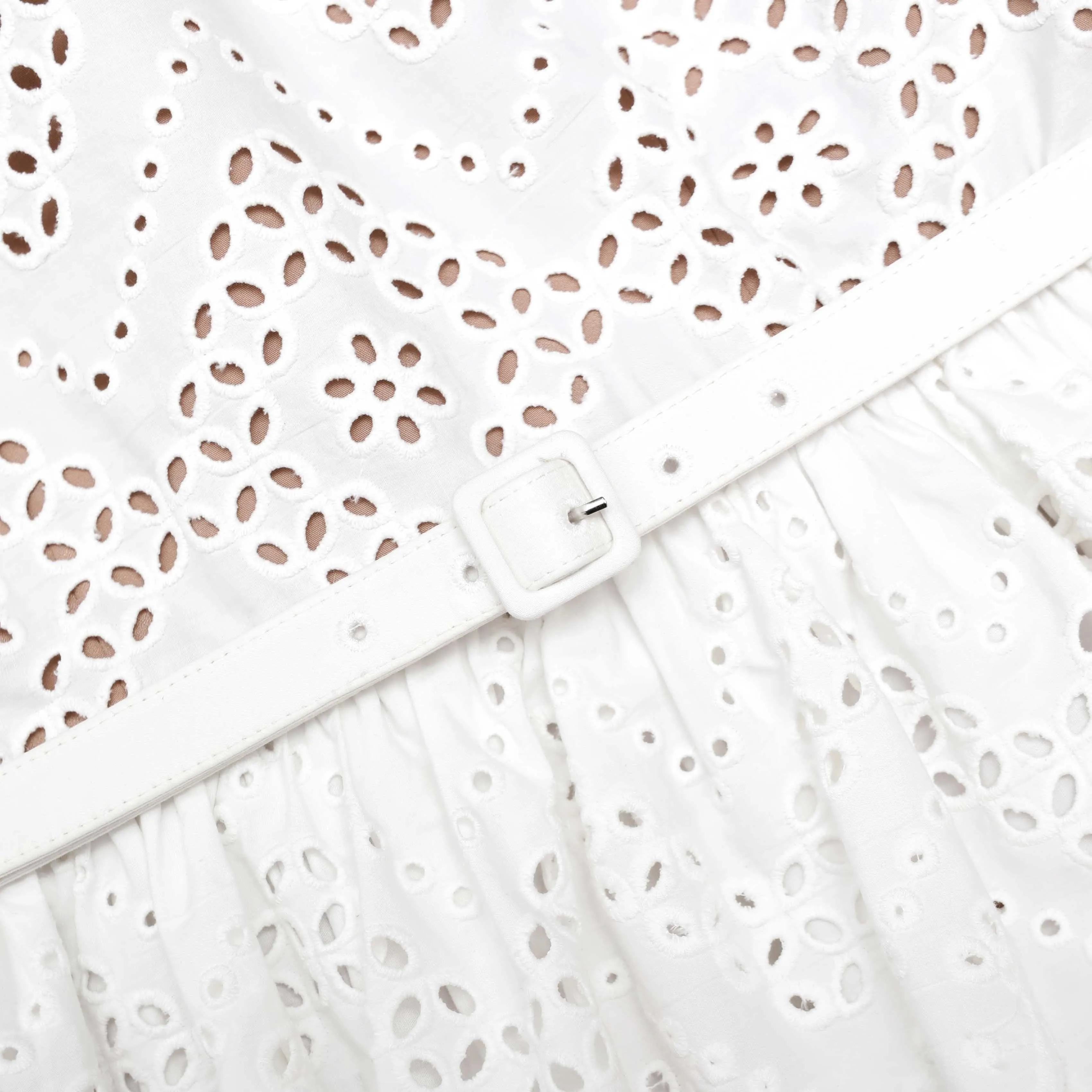 White Cotton Broderie Mini Dress sold by Self-Portrait product image thumbnail 5