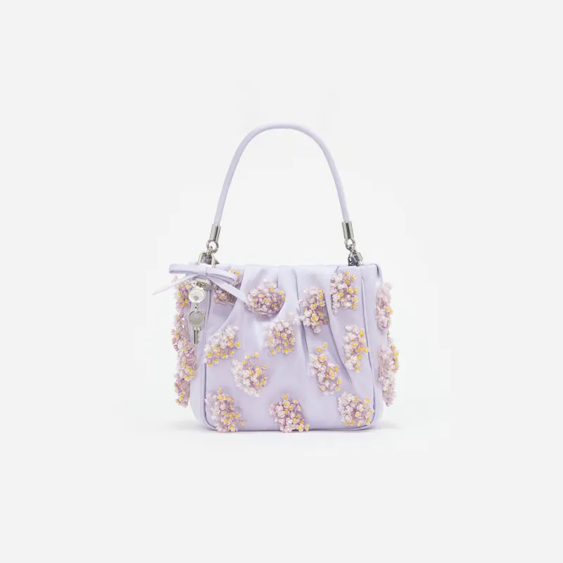 Lilac Satin Floral Beaded Tote Bag made by Self-Portrait