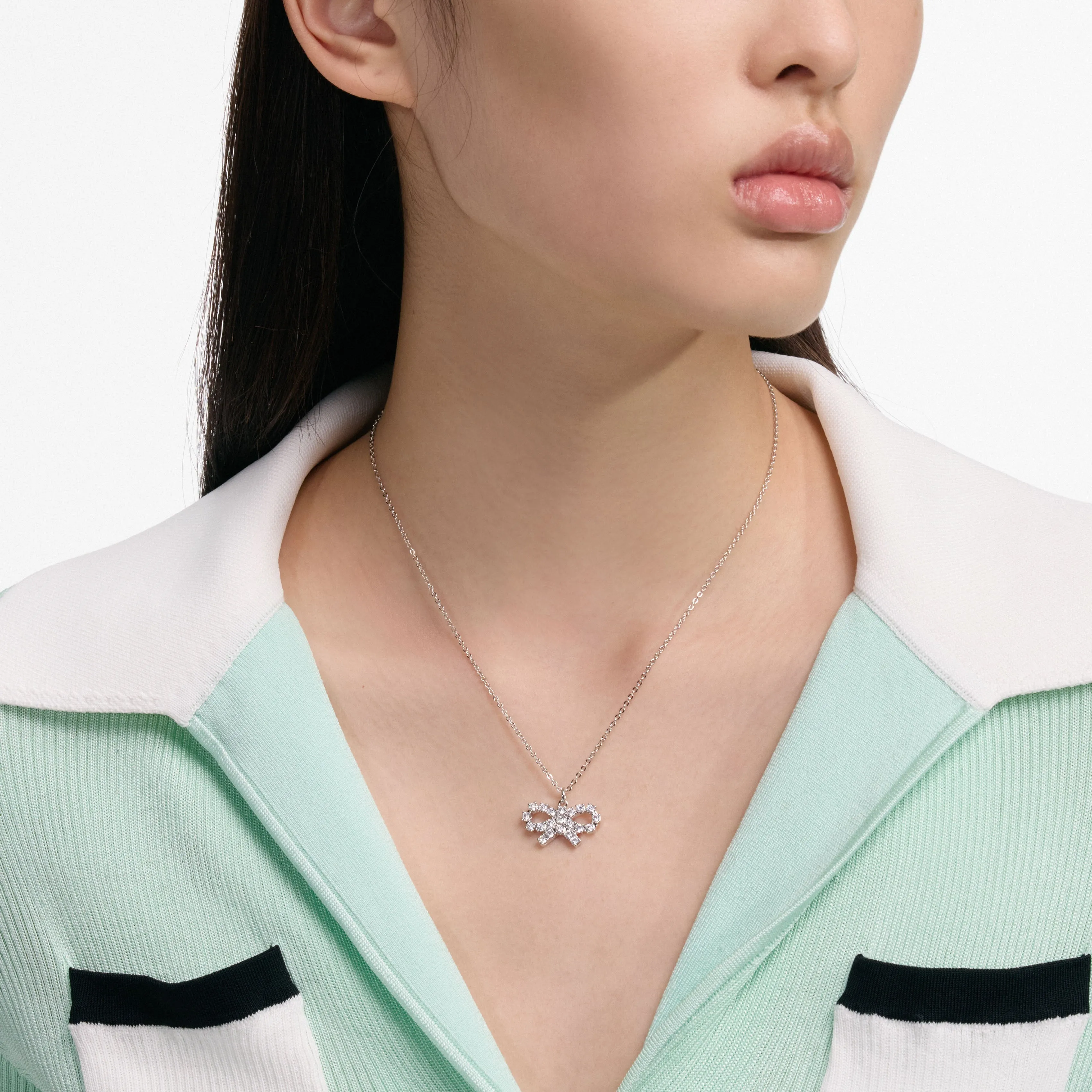 Micro Crystal Bow Necklace sold by Self-Portrait product image thumbnail 4