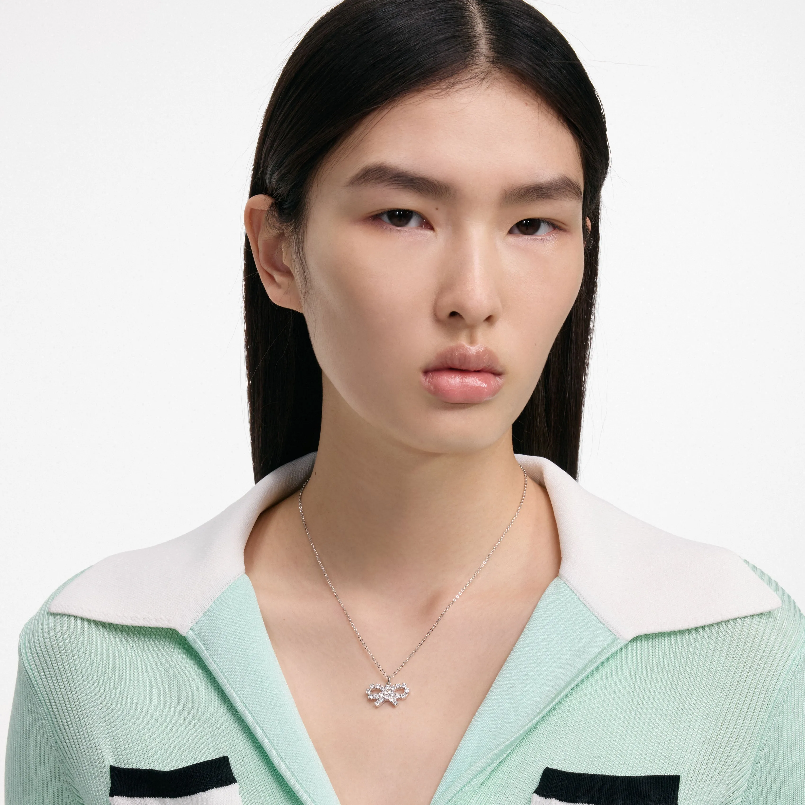 Micro Crystal Bow Necklace sold by Self-Portrait product image thumbnail 2