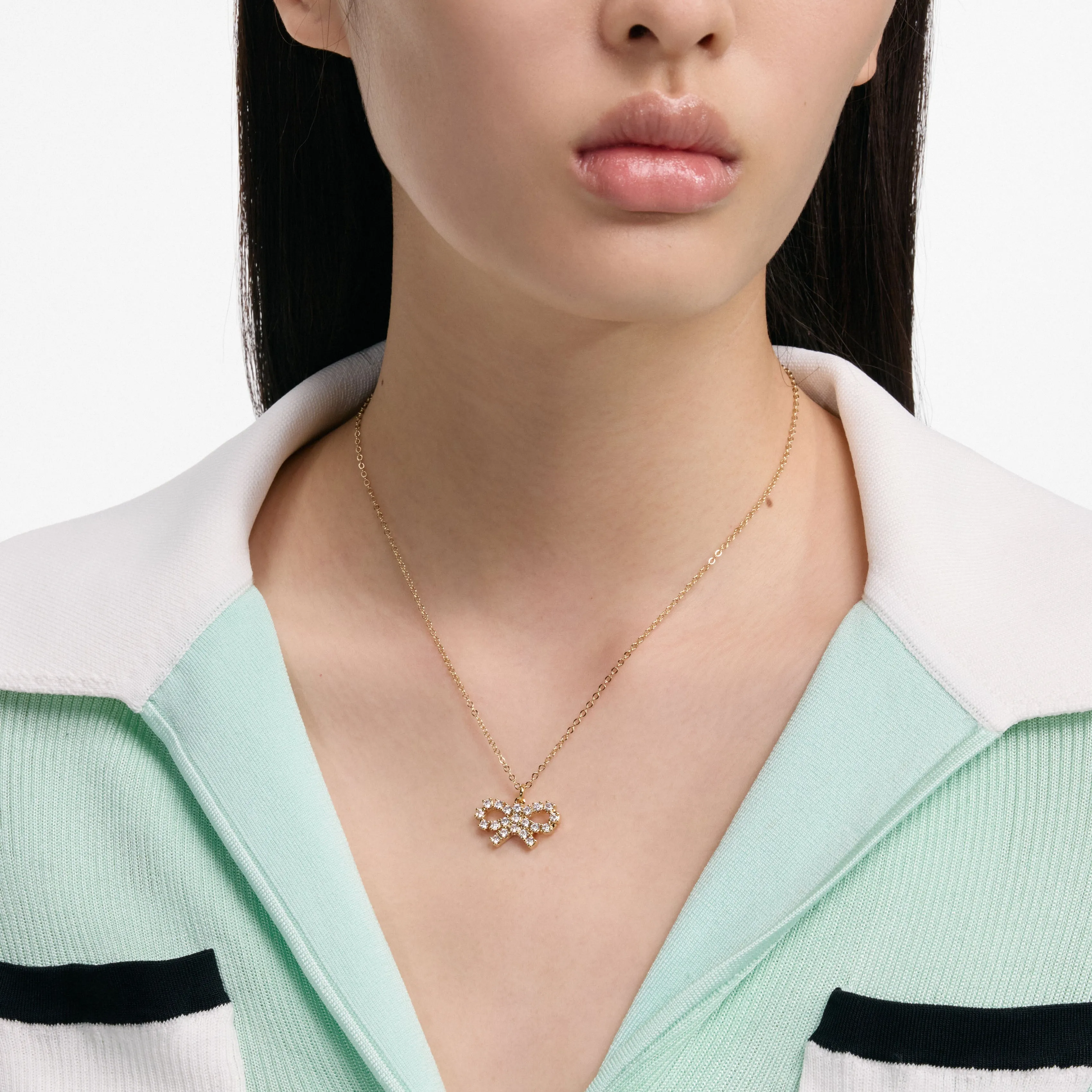 Micro Gold Bow Necklace sold by Self-Portrait product image thumbnail 4