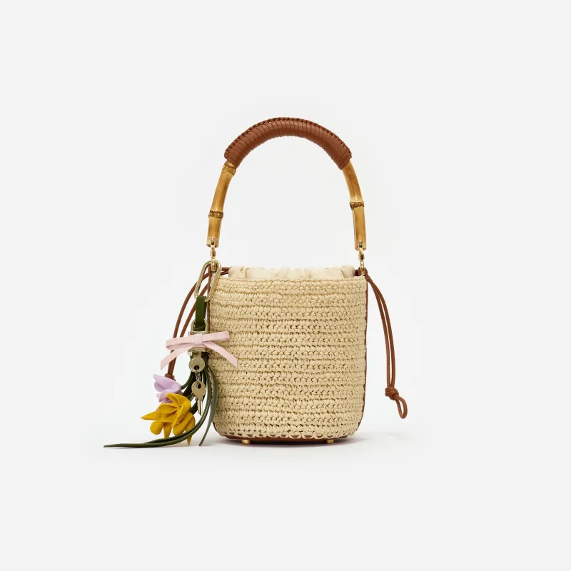 Soft Raffia Bucket Bag made by Self-Portrait