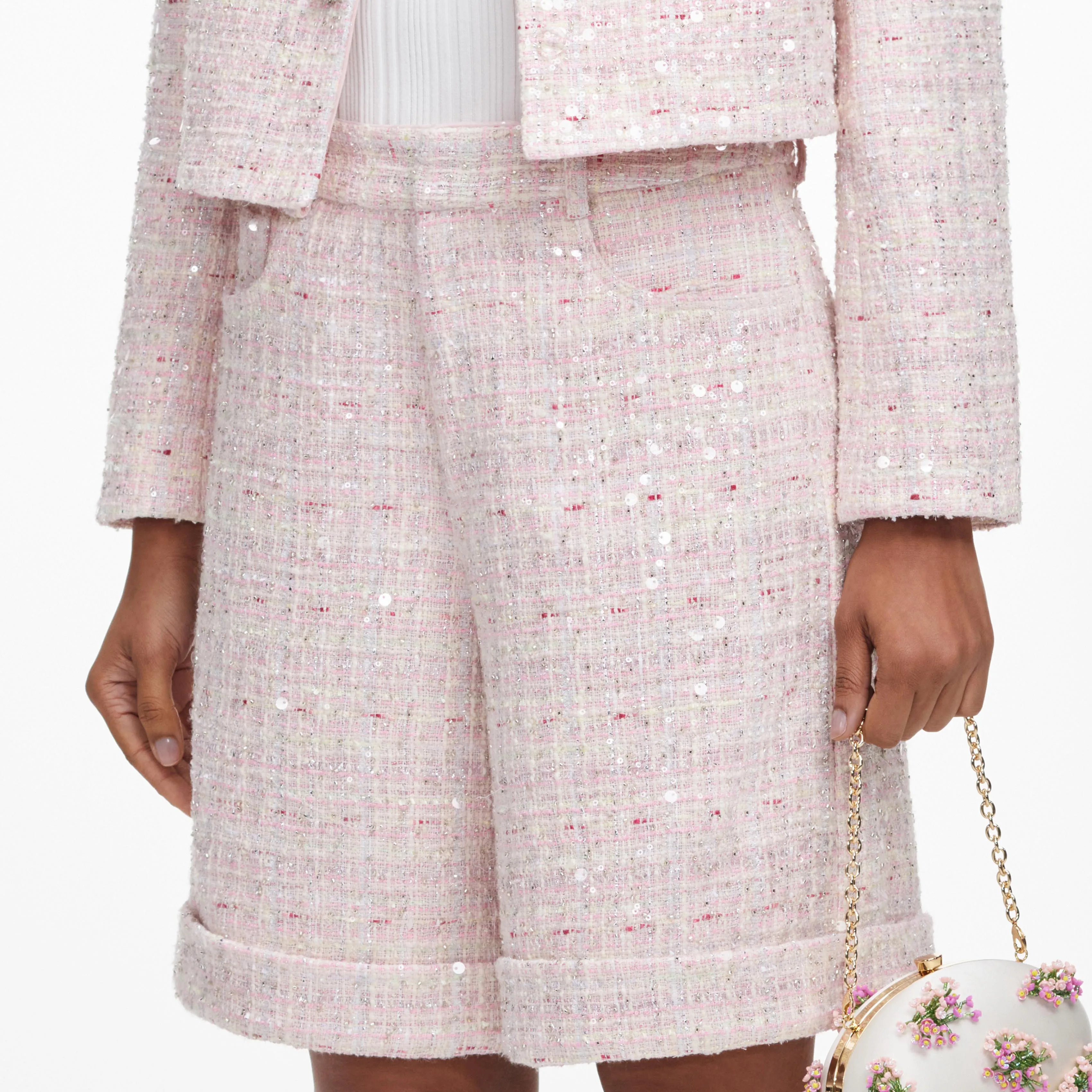 Pink Sequin Boucle Shorts sold by Self-Portrait product image thumbnail 5