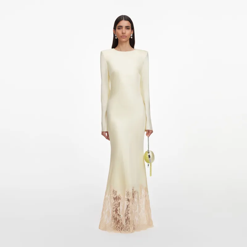 Yellow Viscose Lace Maxi Dress made by Self-Portrait