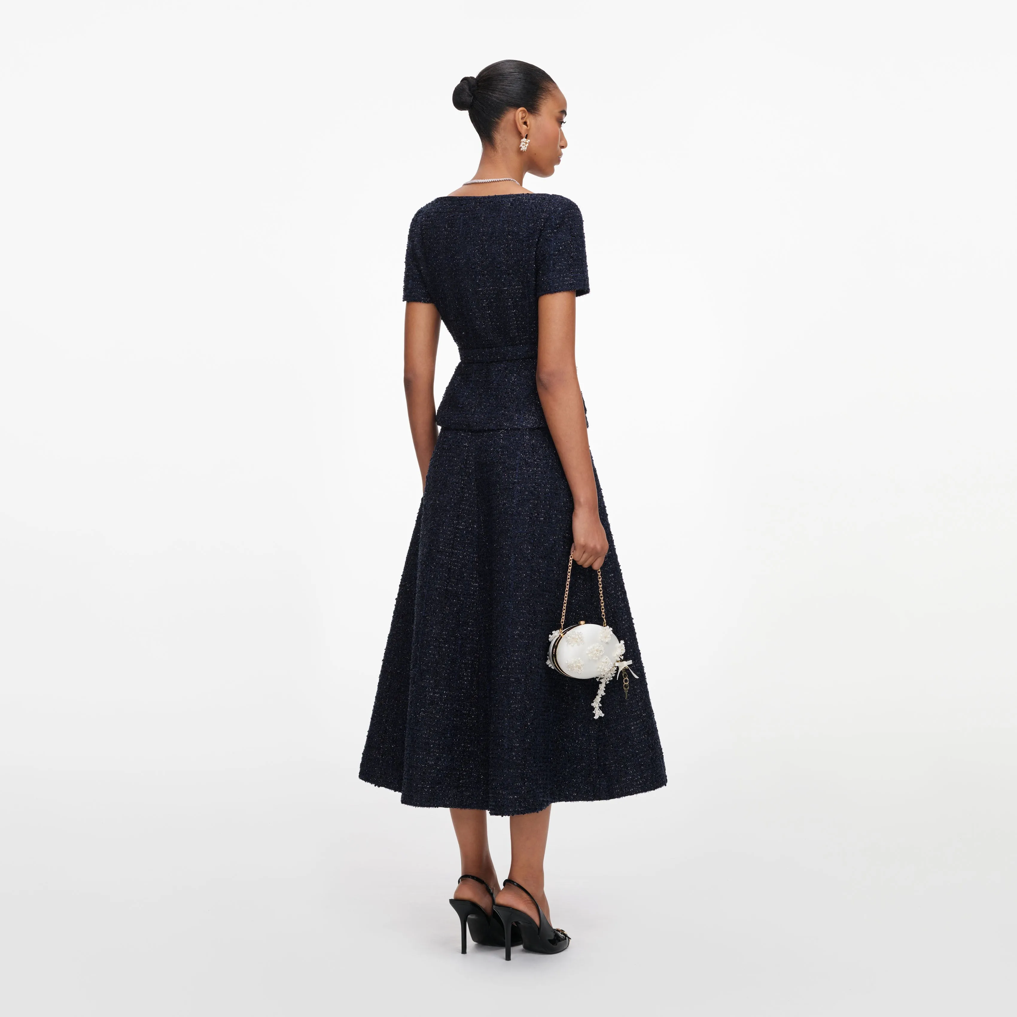 Navy Boucle Tailored Midi Dress sold by Self-Portrait product image thumbnail 3