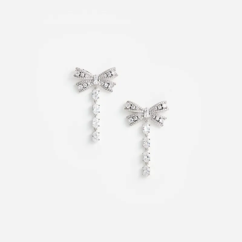 Crystal Bow Droplet Earrings made by Self-Portrait