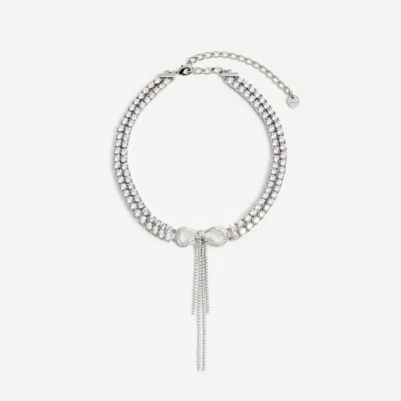 Double Crystal Bow Choker made by Self-Portrait