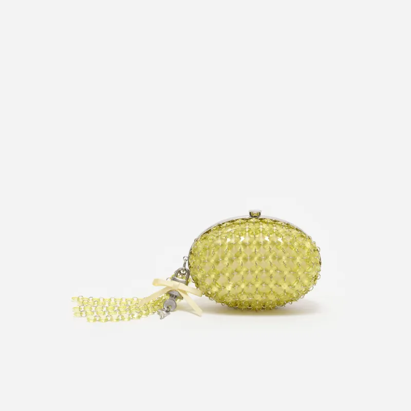 Yellow Oval Crystal Chain Clutch Bag made by Self-Portrait