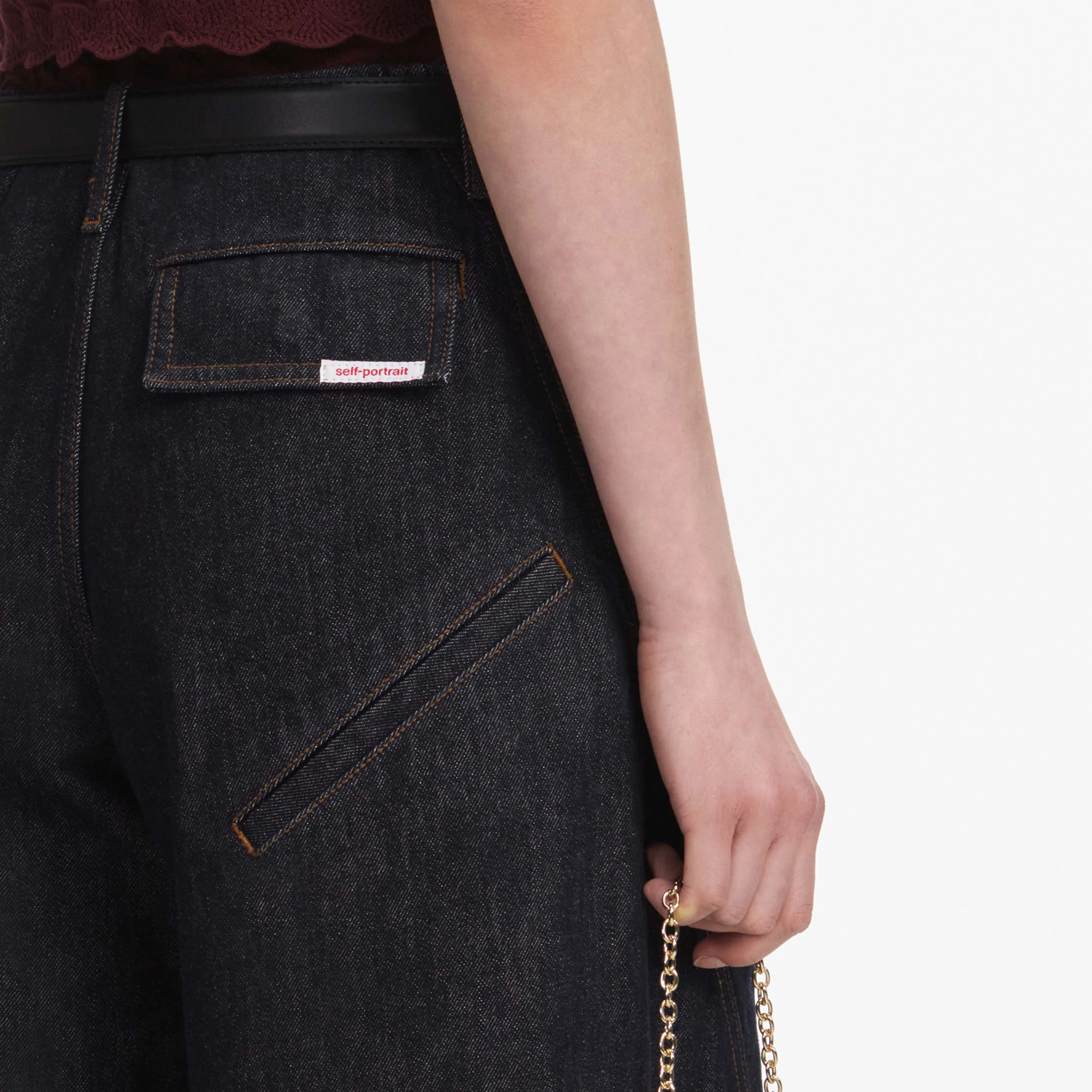 Indigo Denim Cargo Jeans sold by Self-Portrait product image thumbnail 5