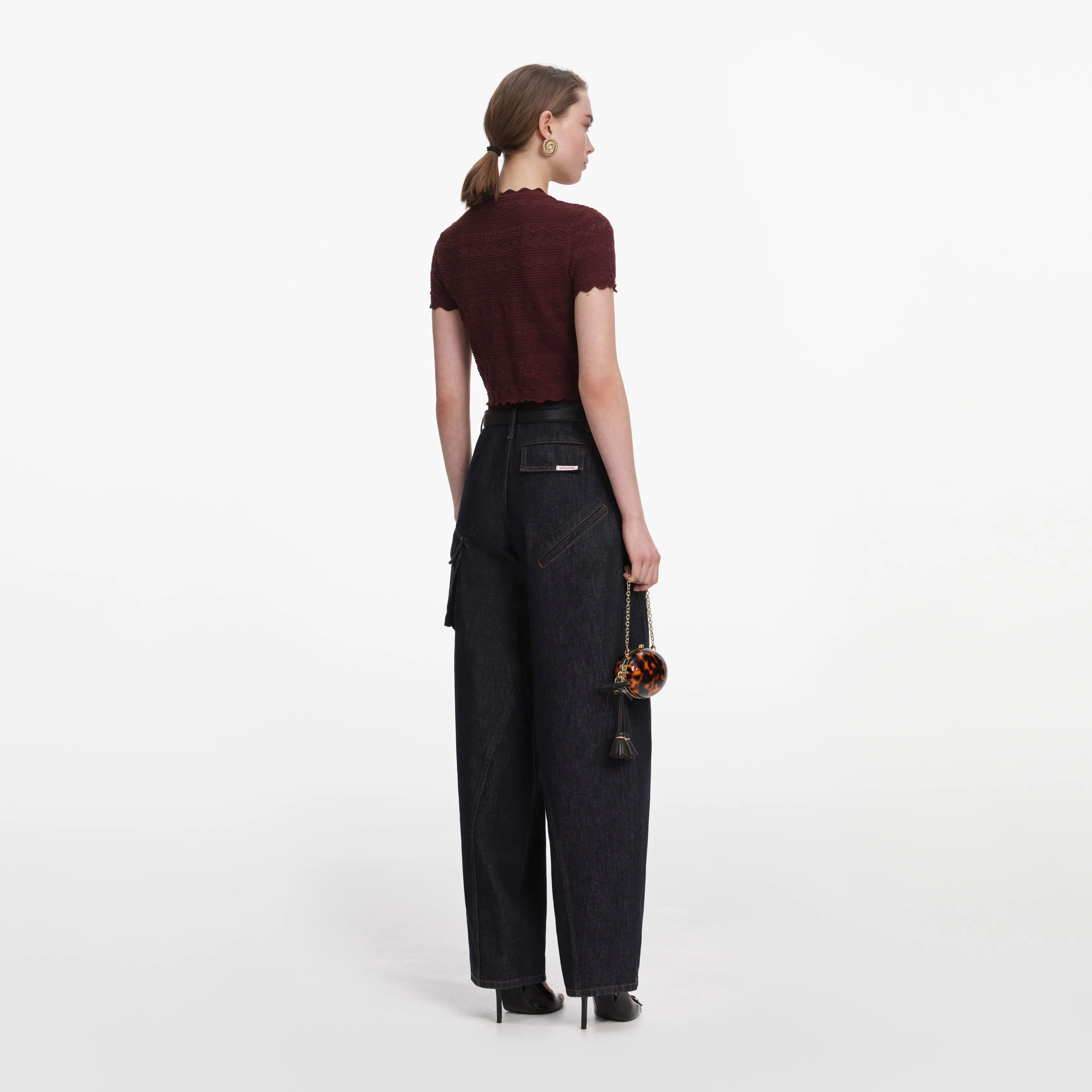 Indigo Denim Cargo Jeans sold by Self-Portrait product image thumbnail 3