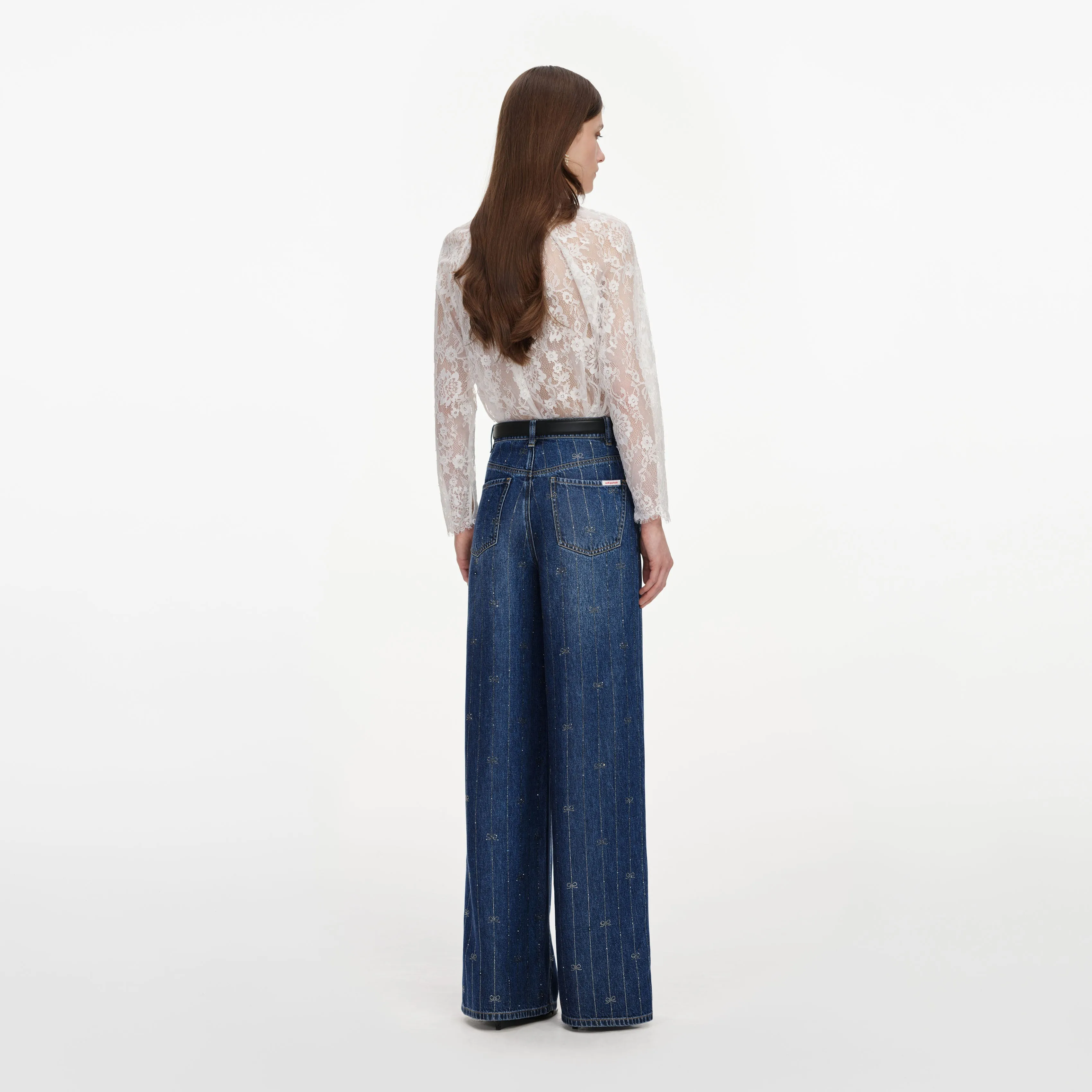 Rhinestone Stripe Denim Jeans sold by Self-Portrait product image thumbnail 3