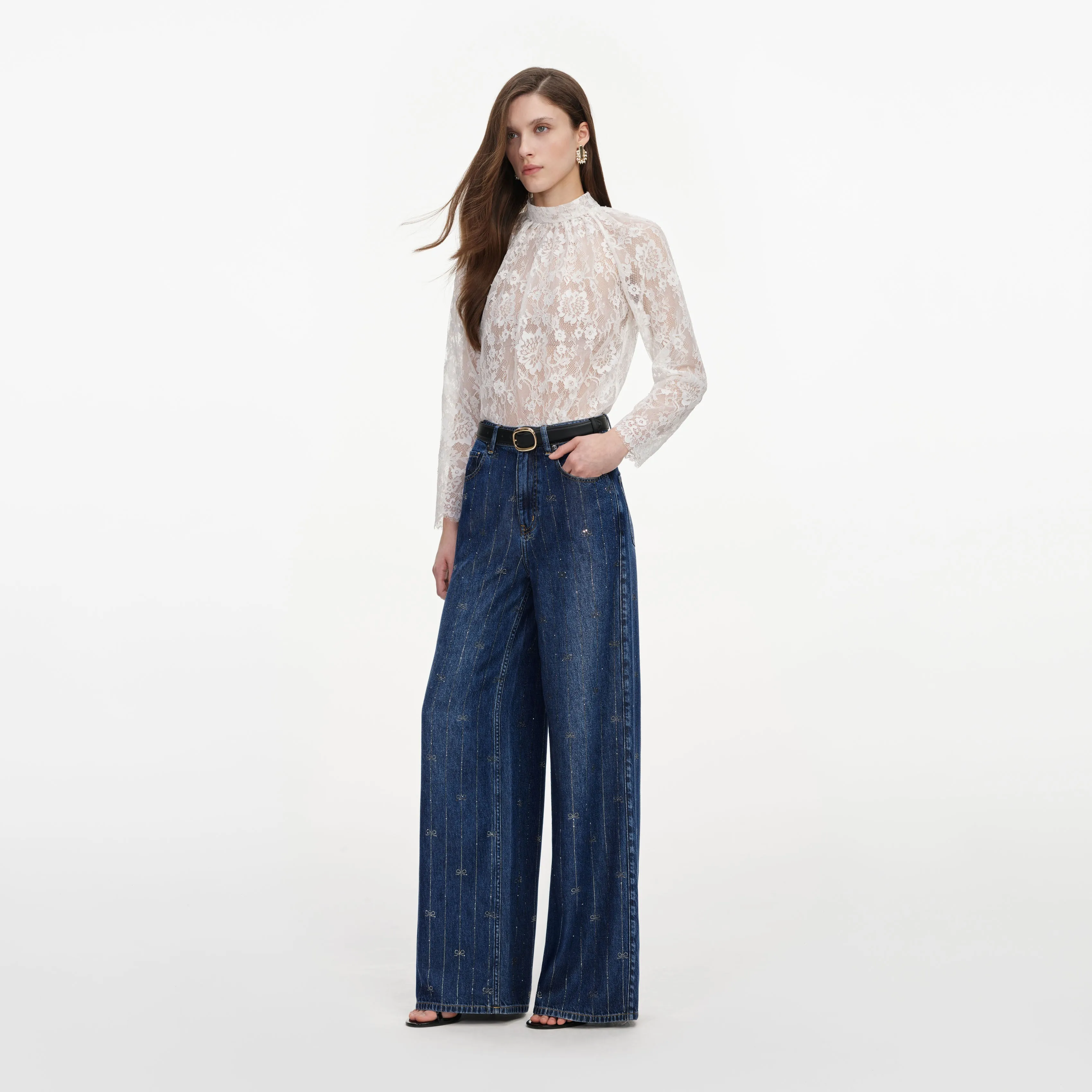 Rhinestone Stripe Denim Jeans sold by Self-Portrait product image thumbnail 2