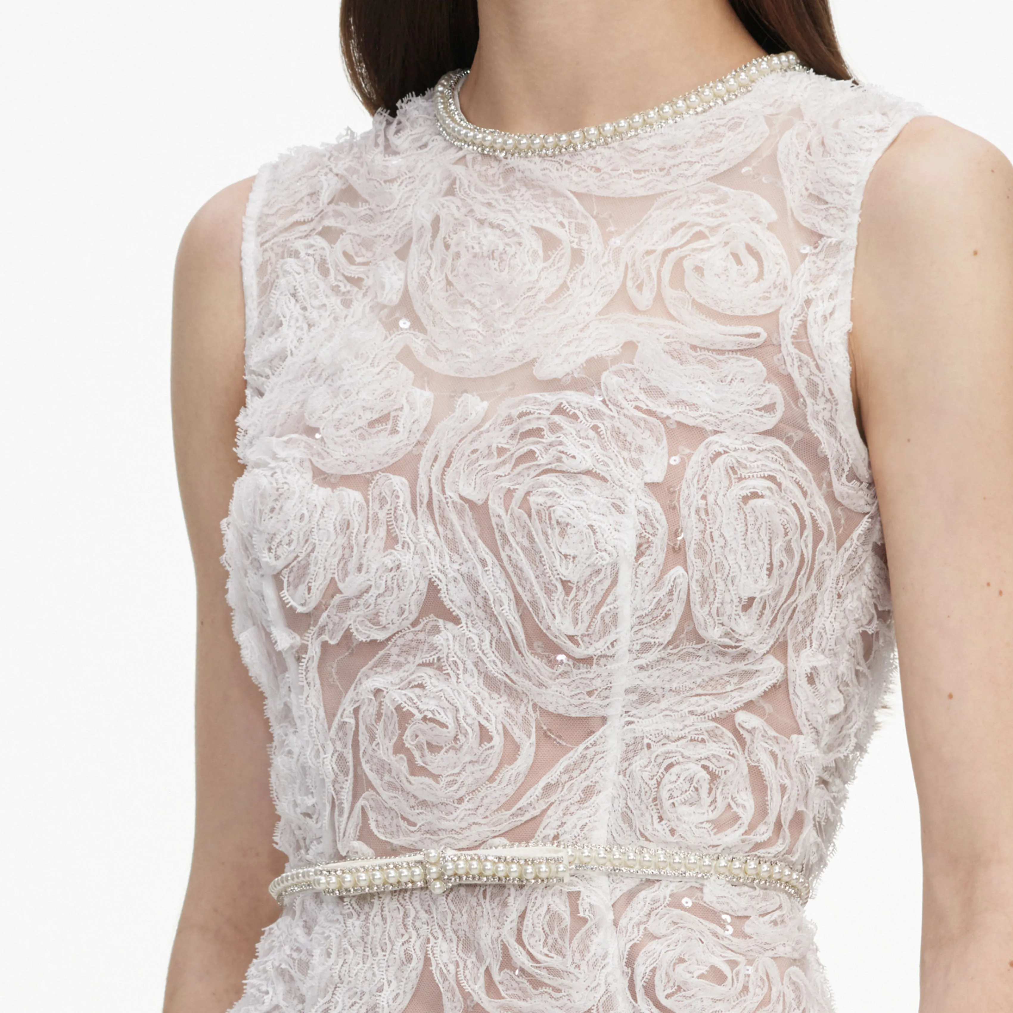 White Tulle Lace Midi Dress sold by Self-Portrait product image thumbnail 5