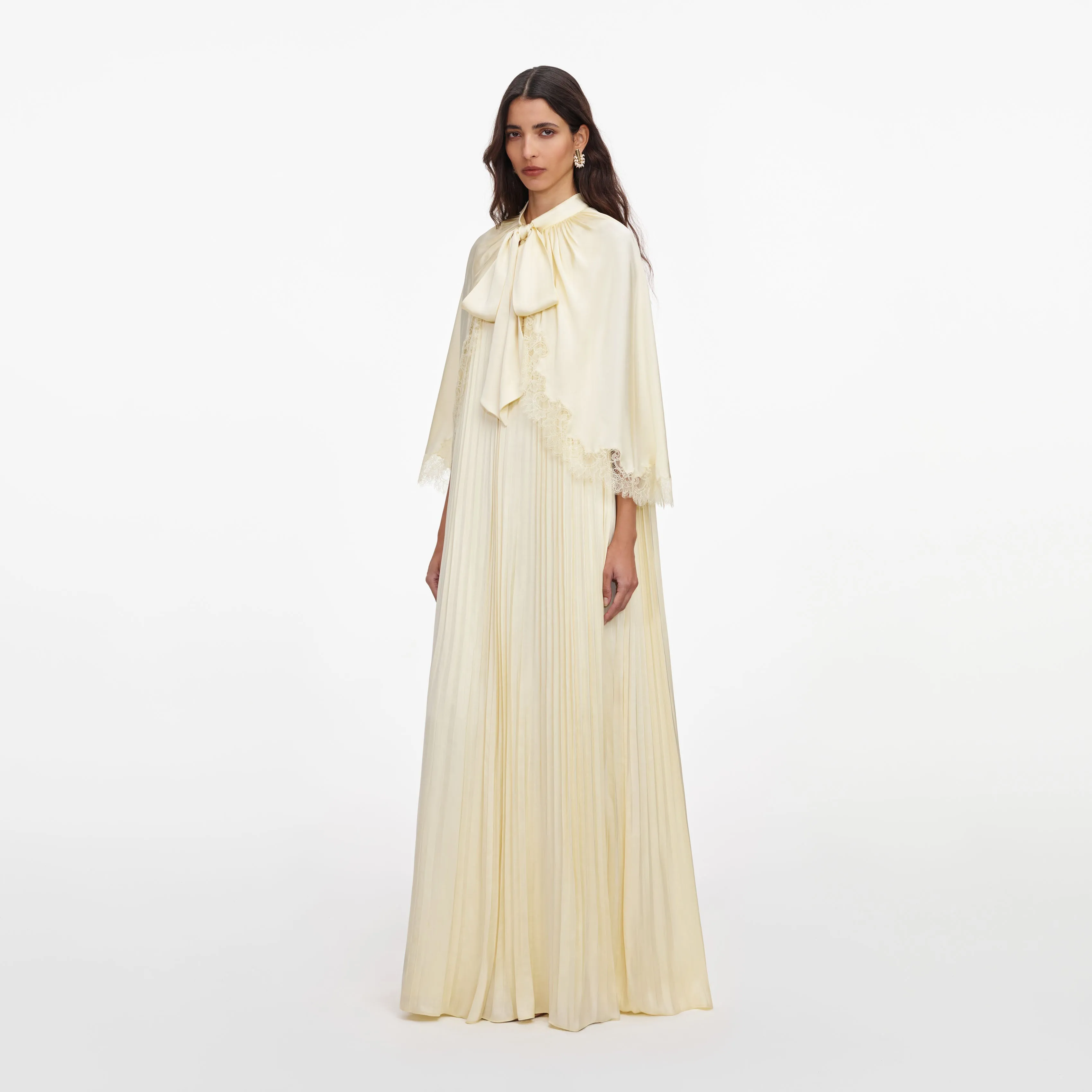 Yellow Tie Neck Cape Maxi Dress sold by Self-Portrait product image thumbnail 2