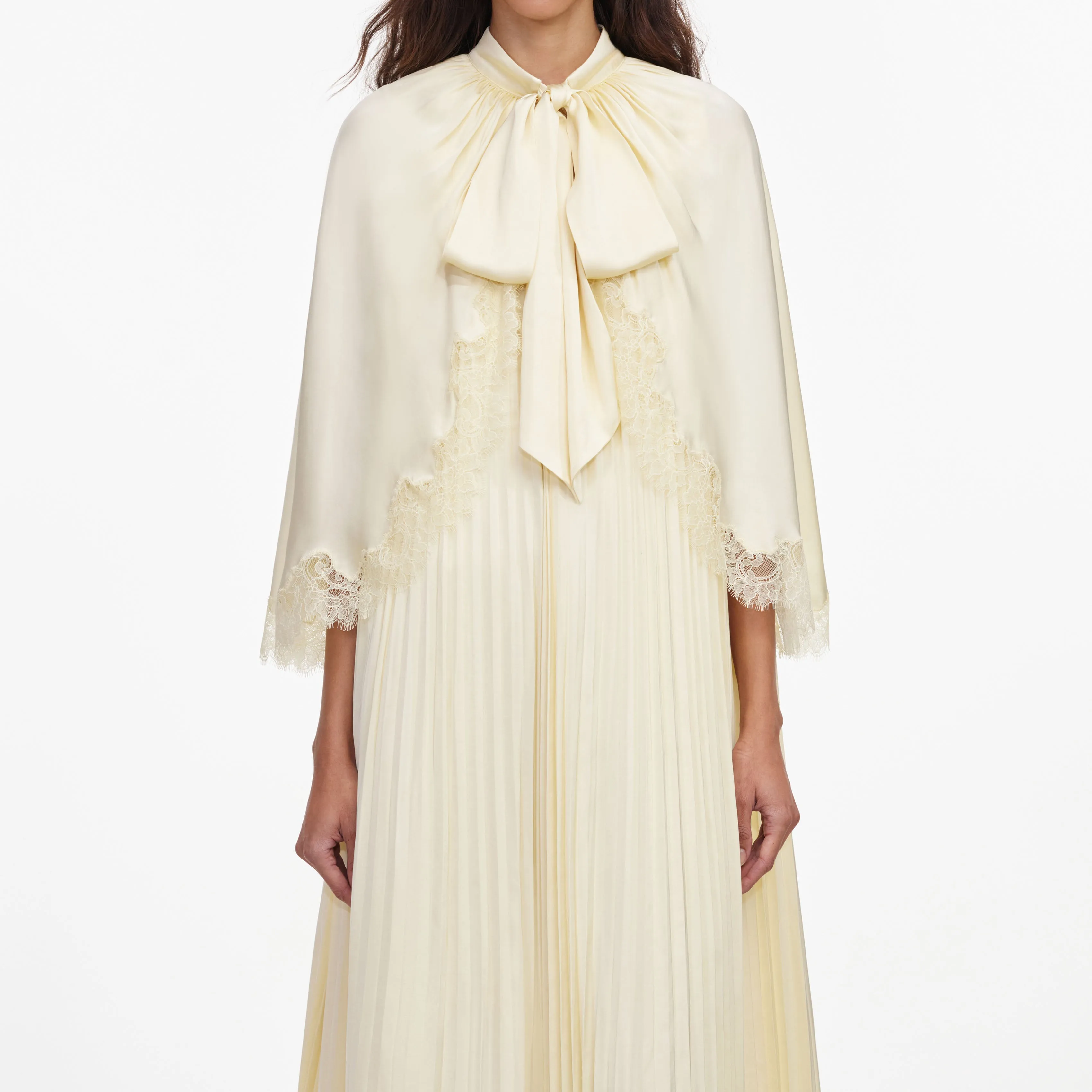 Yellow Tie Neck Cape Maxi Dress sold by Self-Portrait product image thumbnail 4