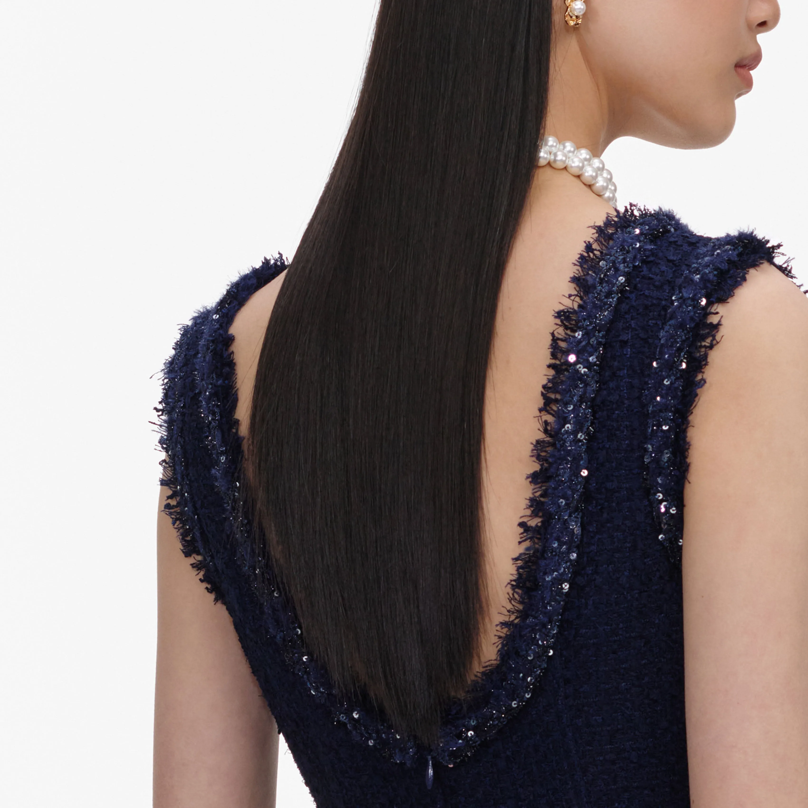 Navy Boucle Midi Dress sold by Self-Portrait product image thumbnail 5