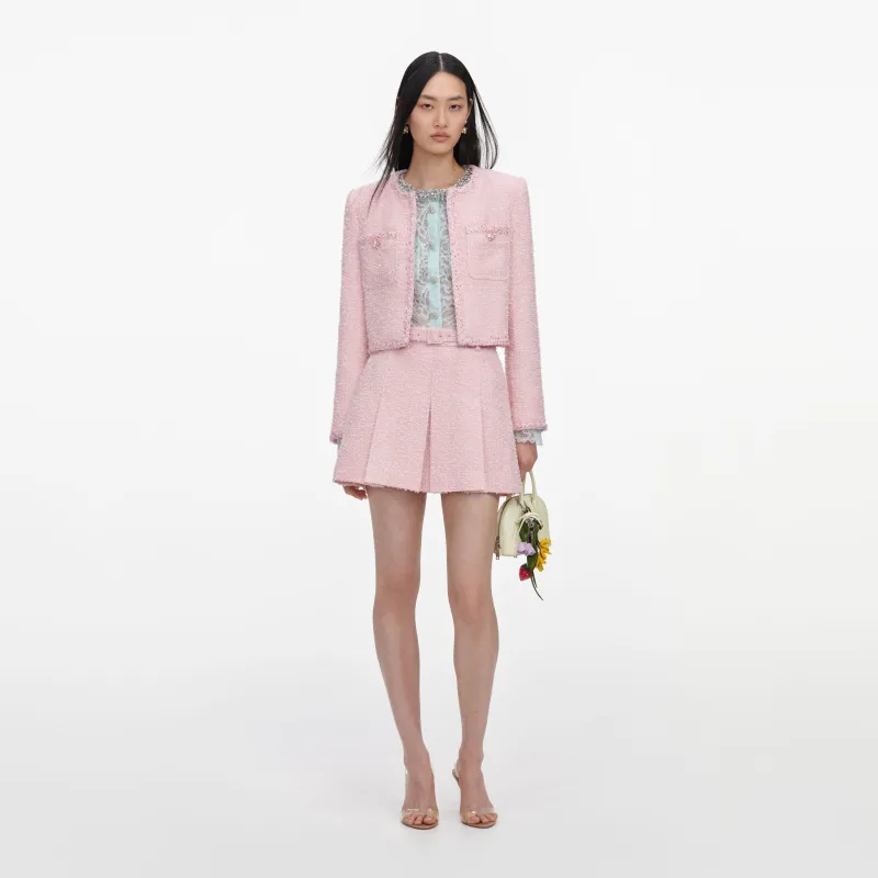 Pink Boucle Jacket made by Self-Portrait