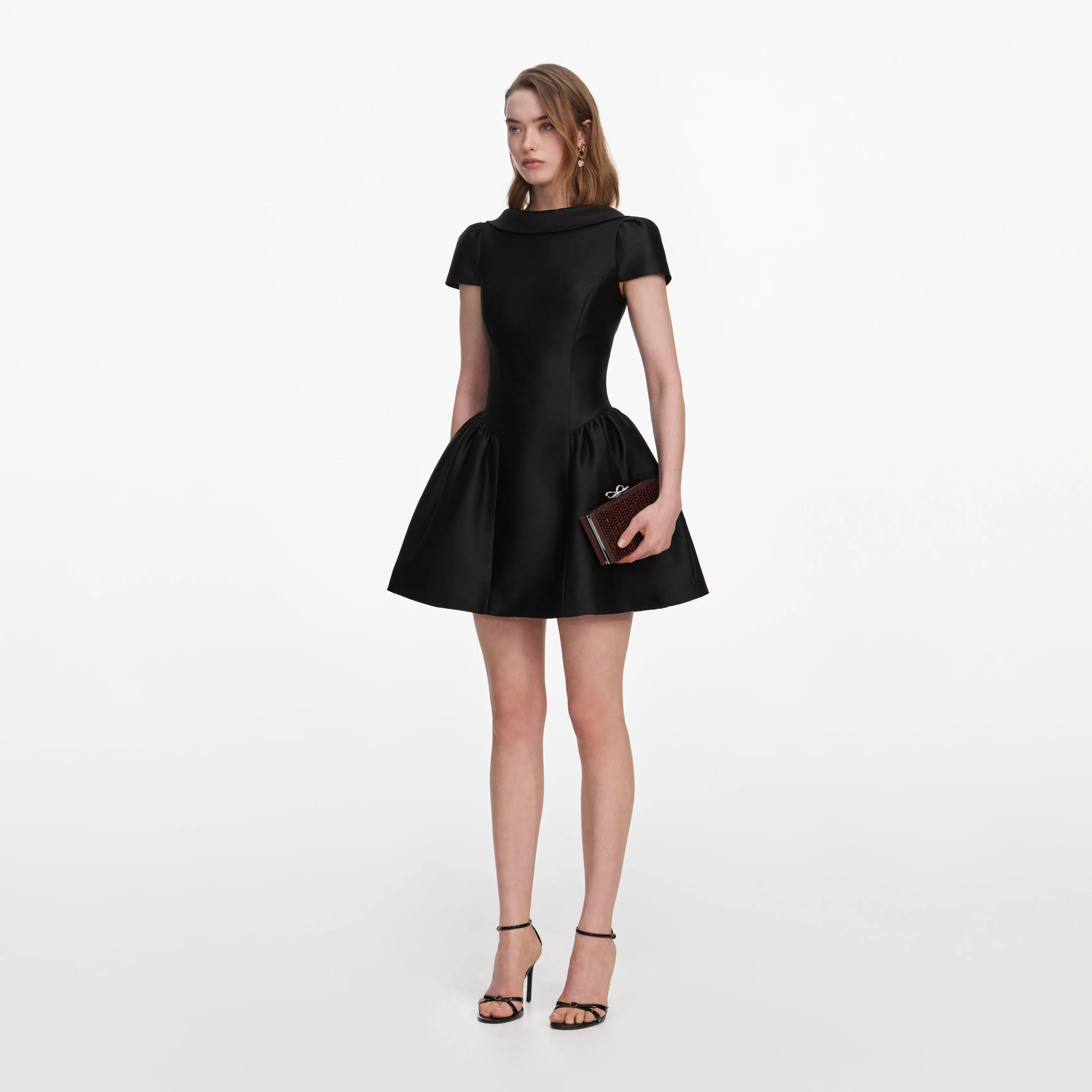 Black Taffeta Collared Mini Dress sold by Self-Portrait product image thumbnail 2