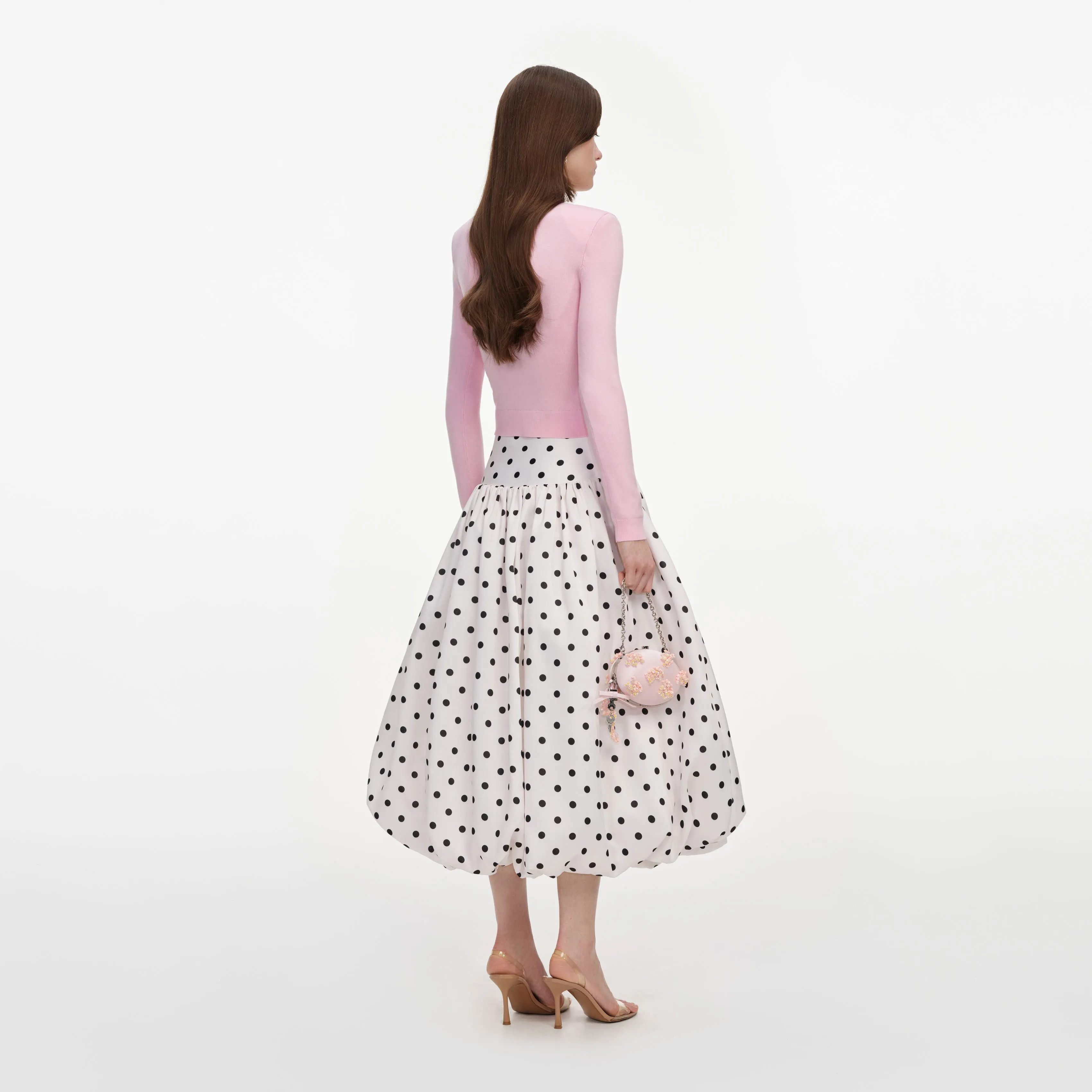 Cream Polka Dot Taffeta Midi Skirt sold by Self-Portrait product image thumbnail 3