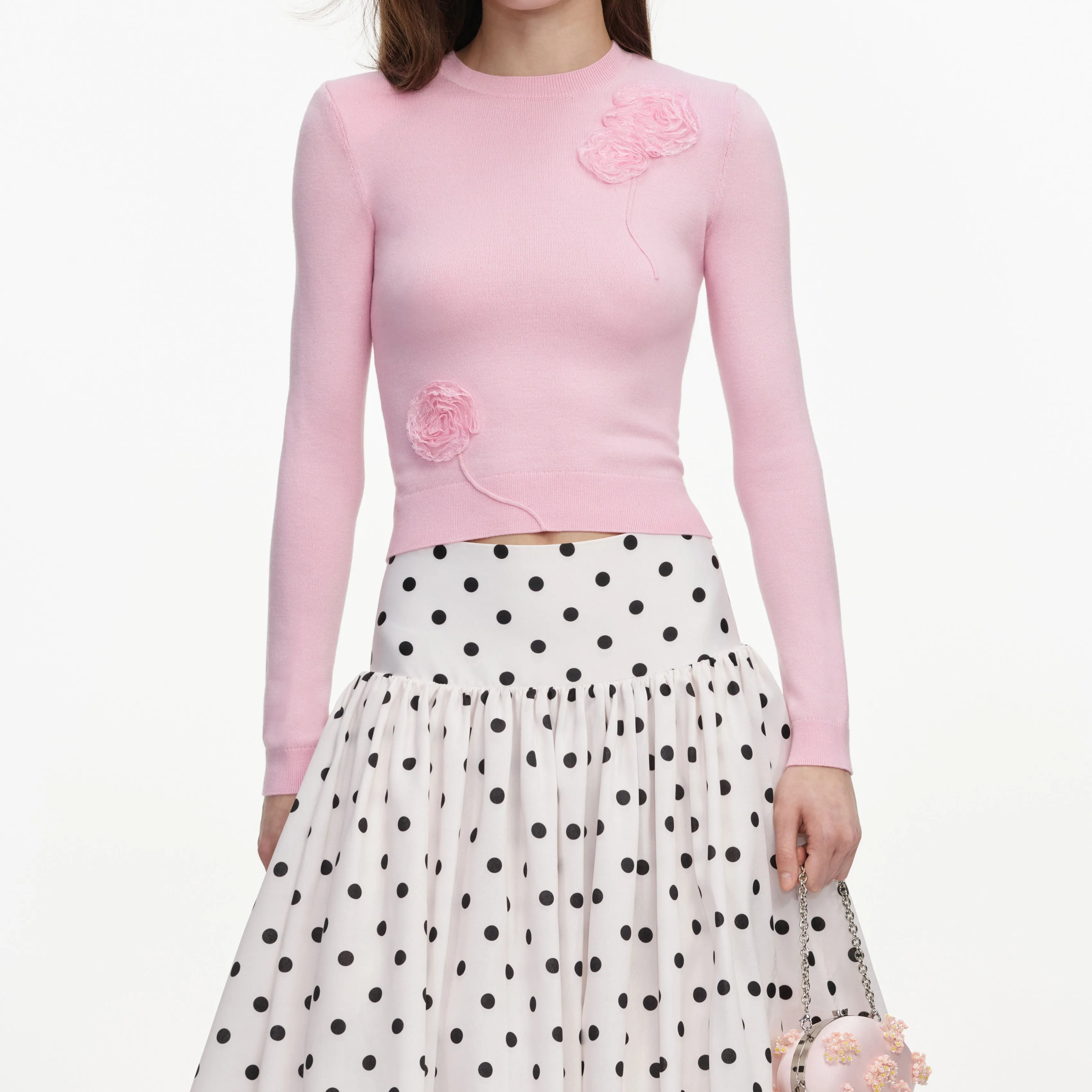 Cream Polka Dot Taffeta Midi Skirt sold by Self-Portrait product image thumbnail 4