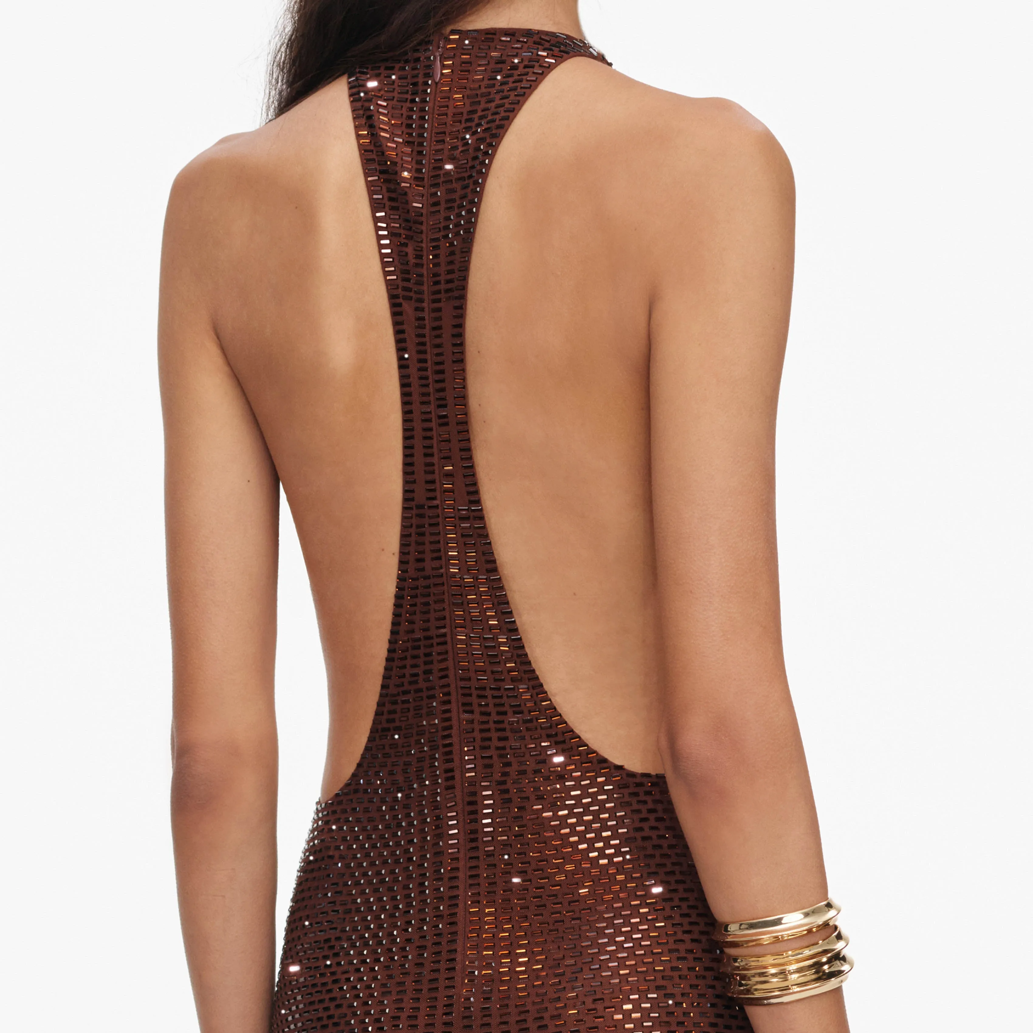 Brown Rhinestone Racer Back Maxi Dress sold by Self-Portrait product image thumbnail 5
