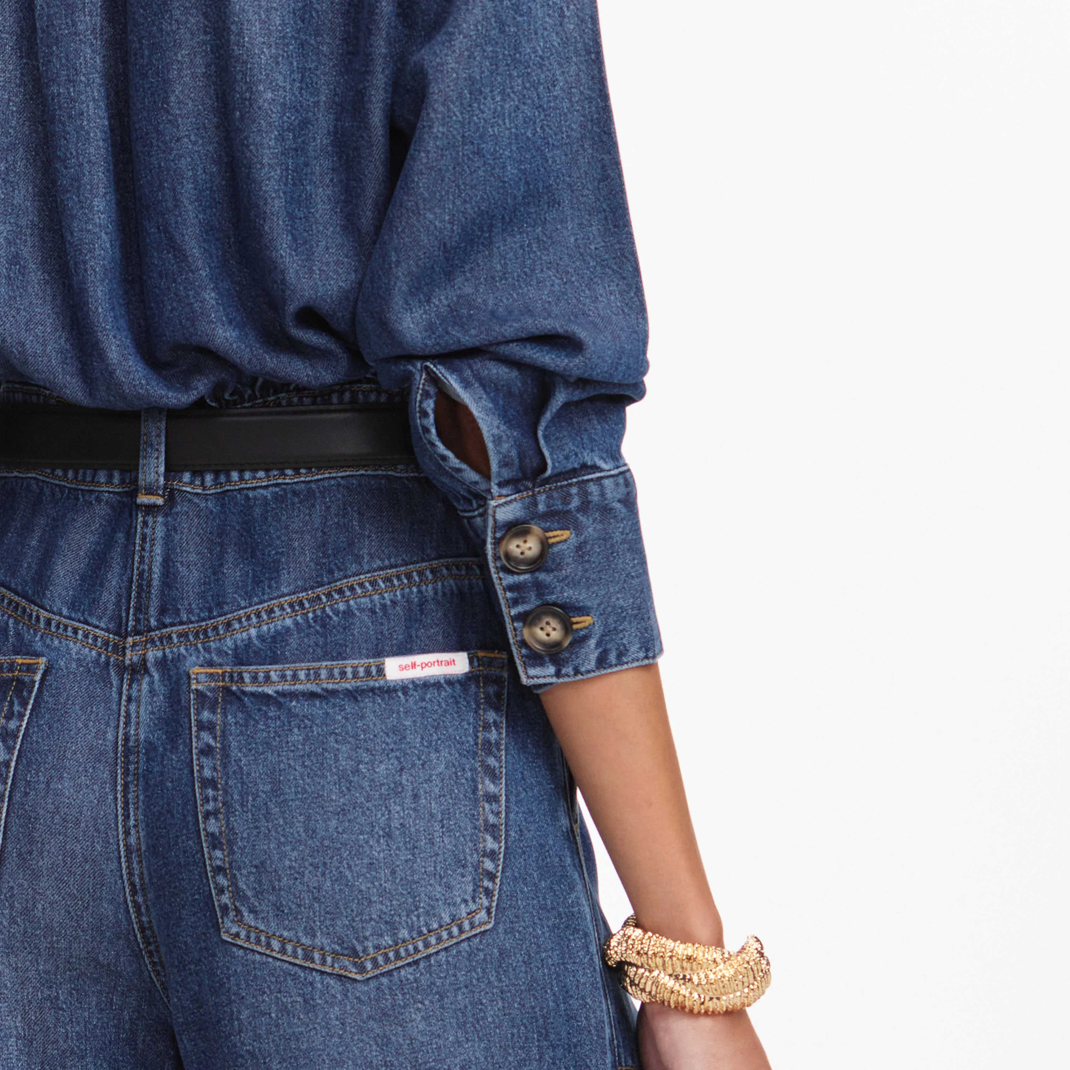 Denim Relaxed Fit Jumpsuit sold by Self-Portrait product image thumbnail 5