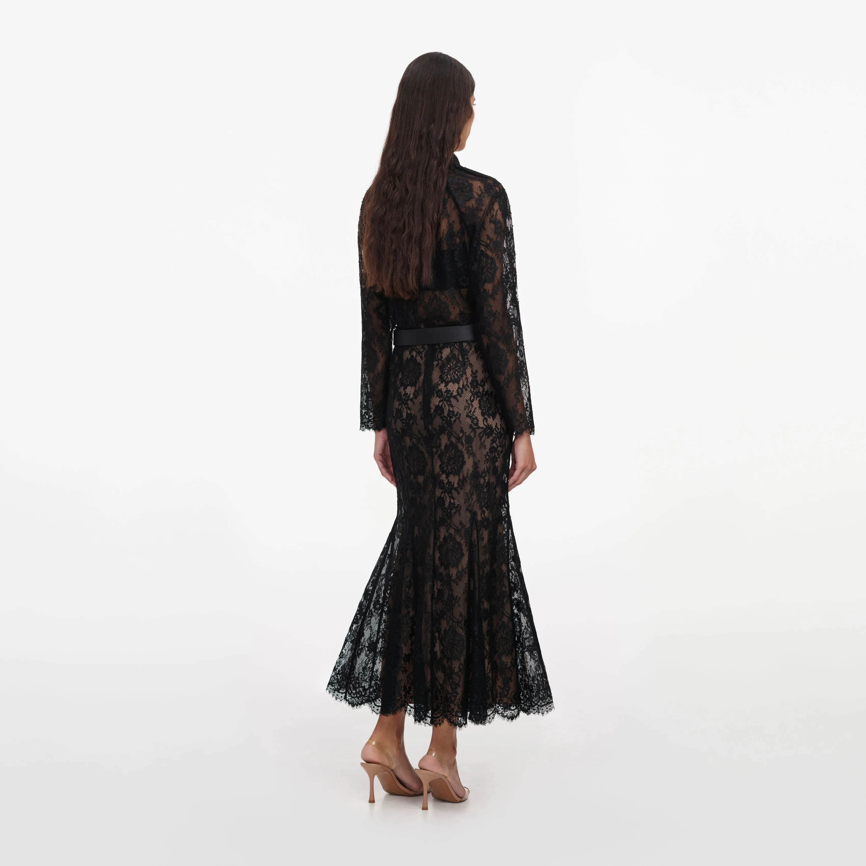 Black Lace Midi Skirt sold by Self-Portrait product image thumbnail 3