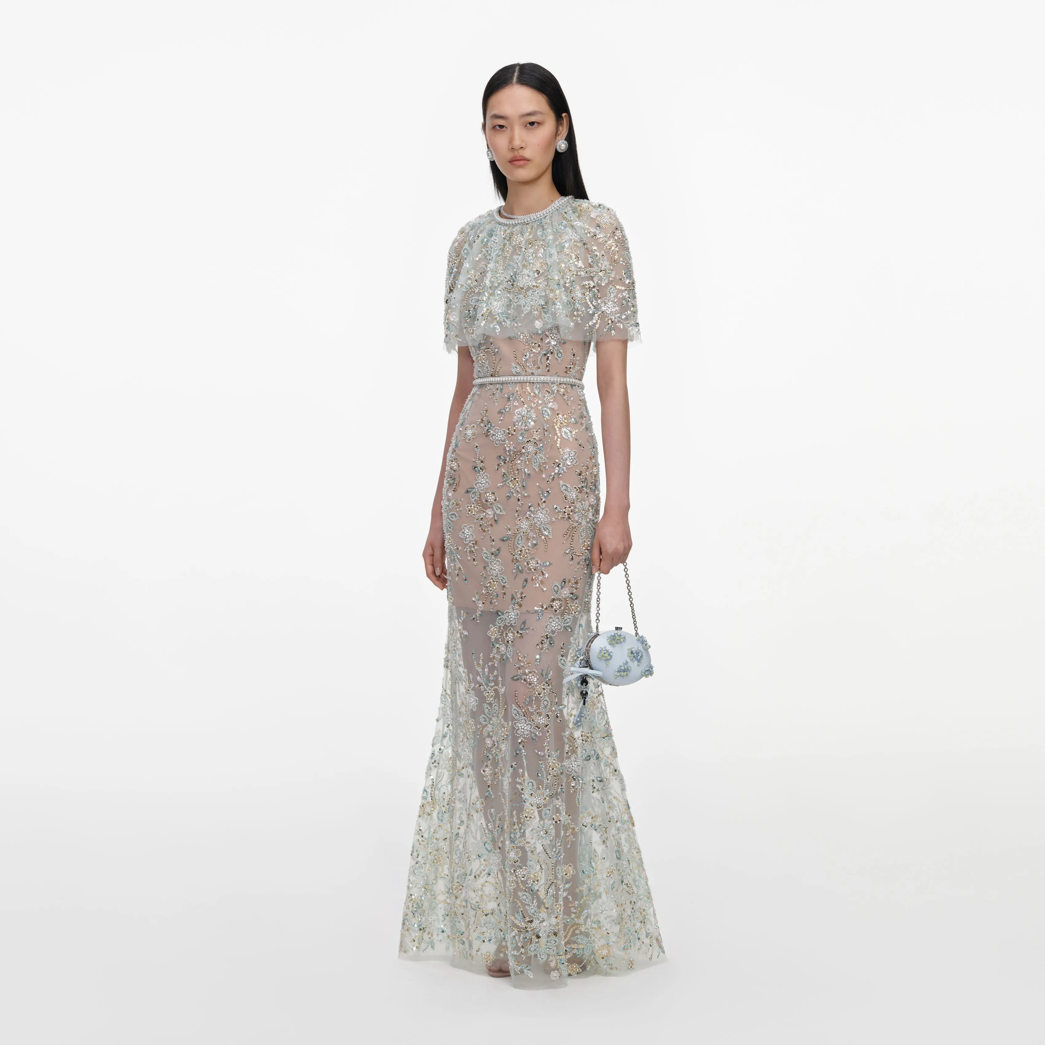 Mint Embellished Cape Maxi Dress sold by Self-Portrait product image thumbnail 2