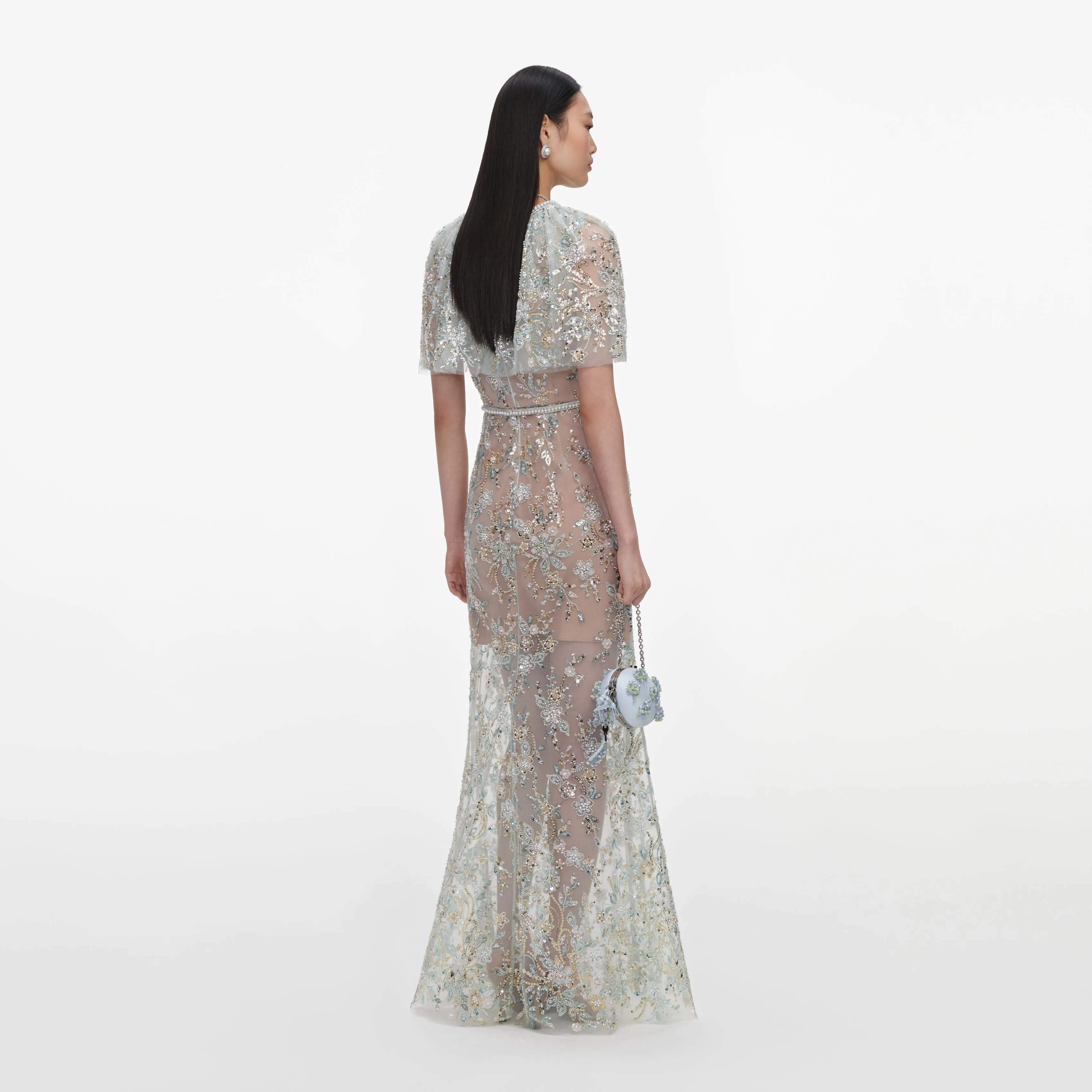 Mint Embellished Cape Maxi Dress sold by Self-Portrait product image thumbnail 3