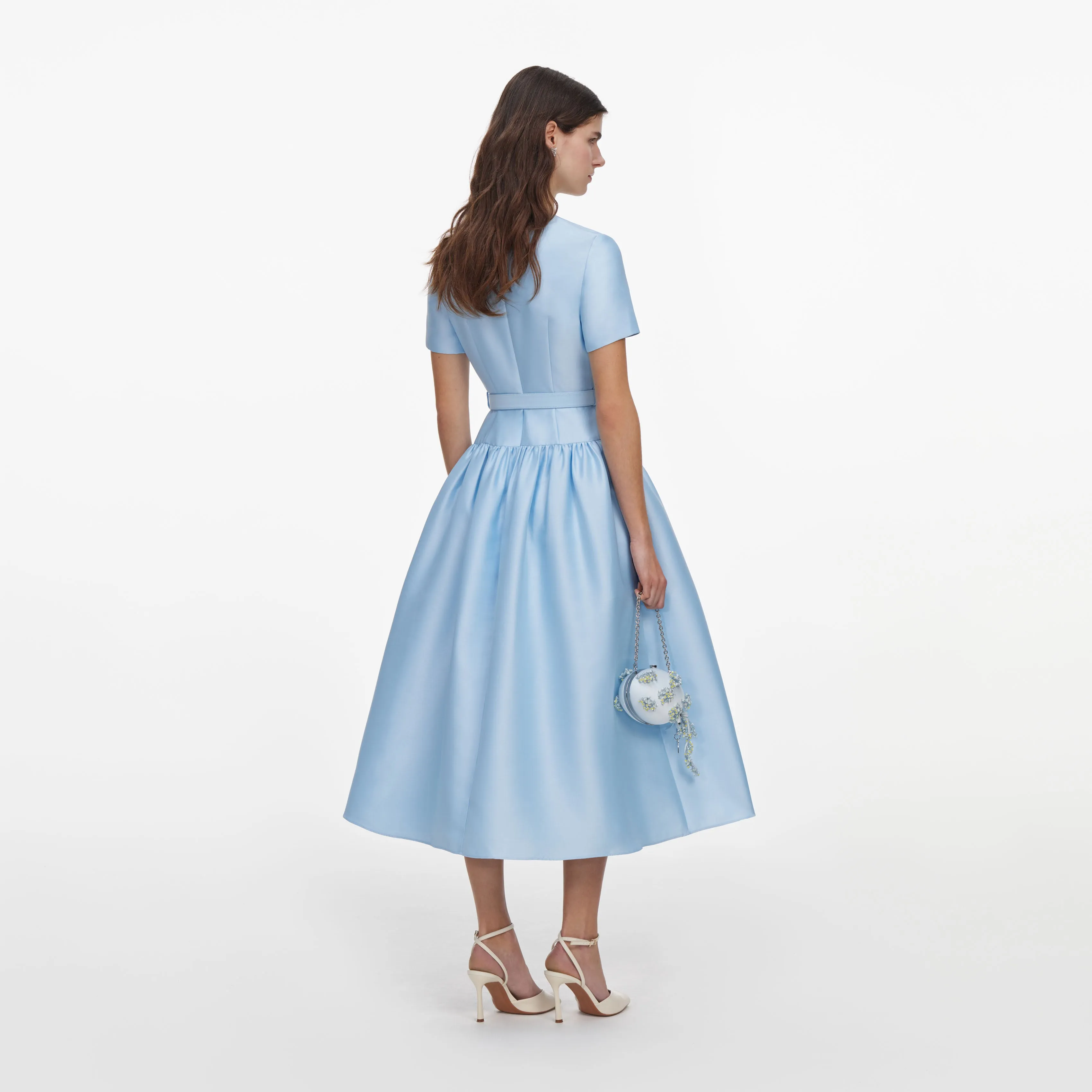 Blue Button Front Taffeta Midi Dress sold by Self-Portrait product image thumbnail 3