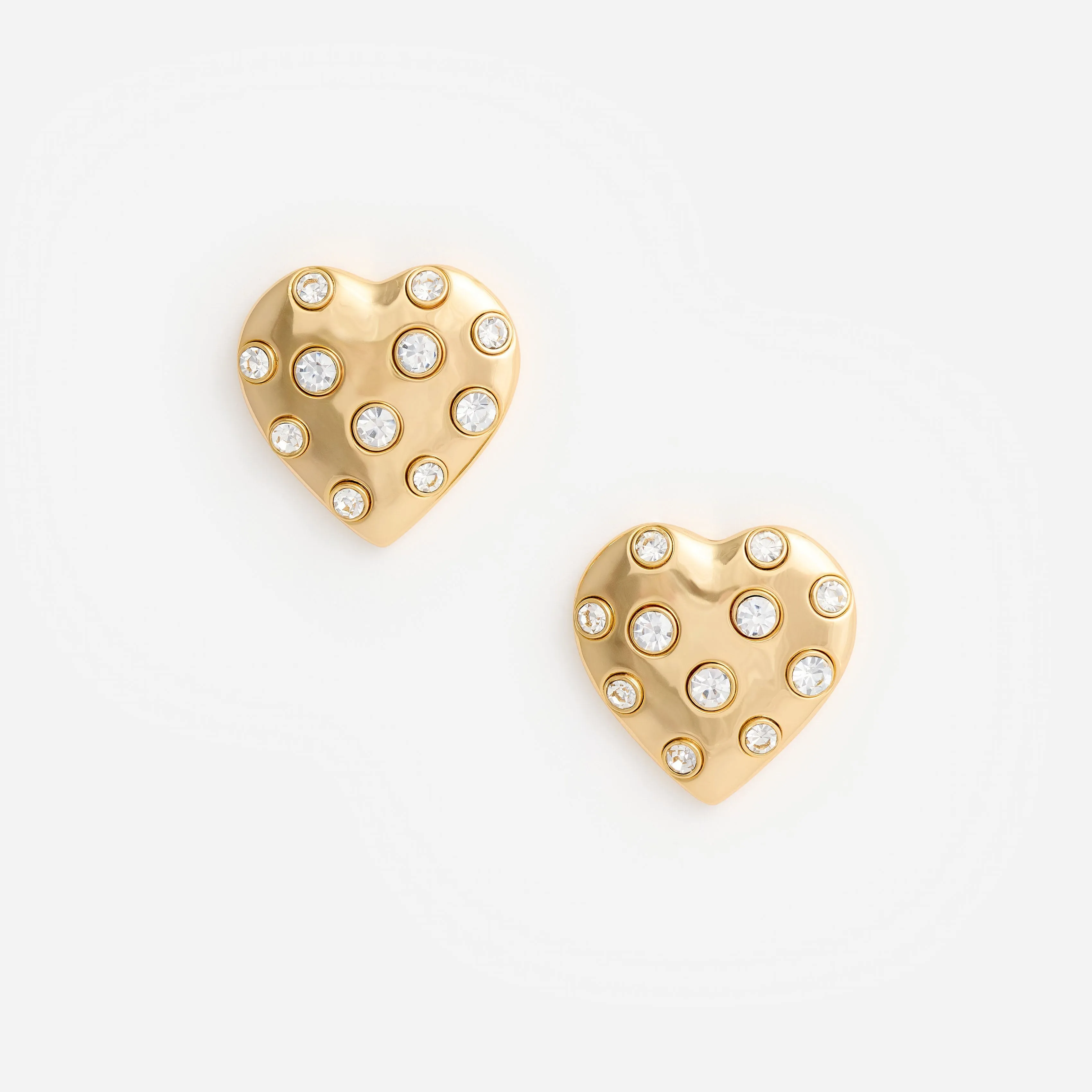 Gold Crystal Heart Earrings sold by Self-Portrait