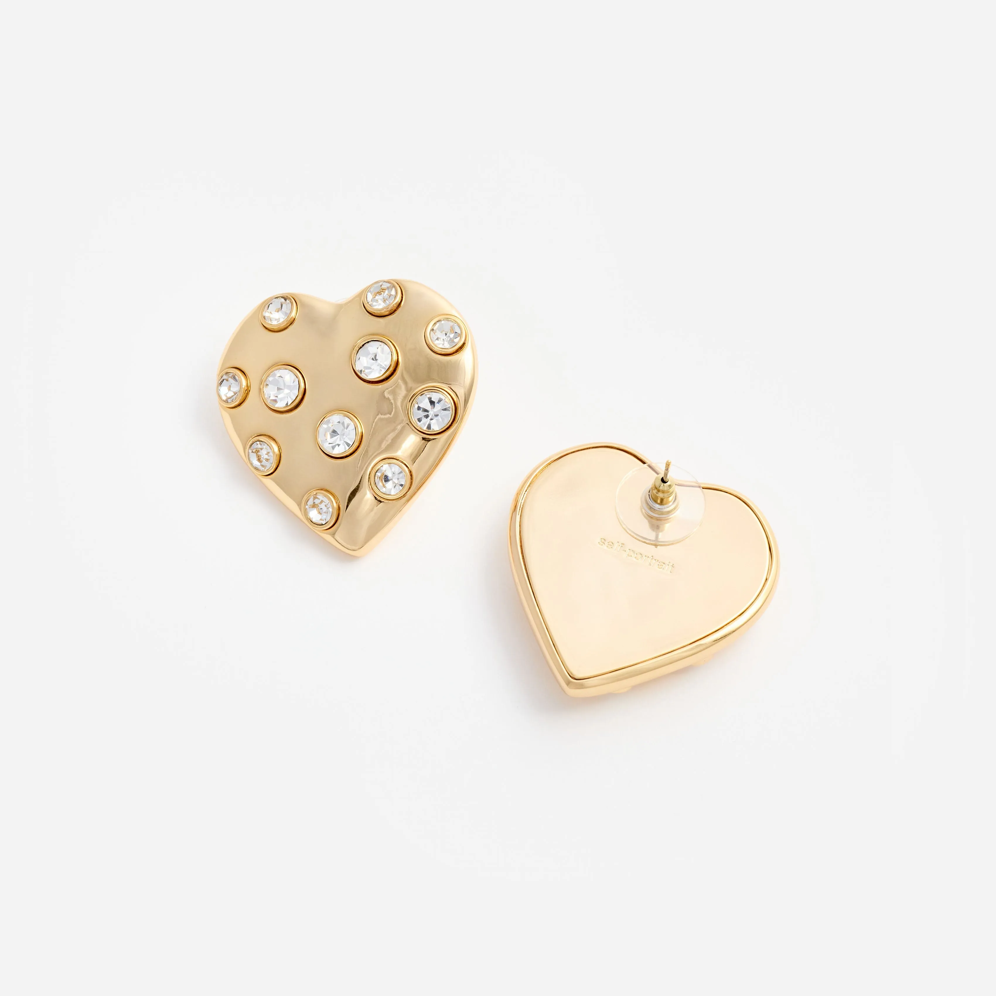 Gold Crystal Heart Earrings sold by Self-Portrait product image thumbnail 3