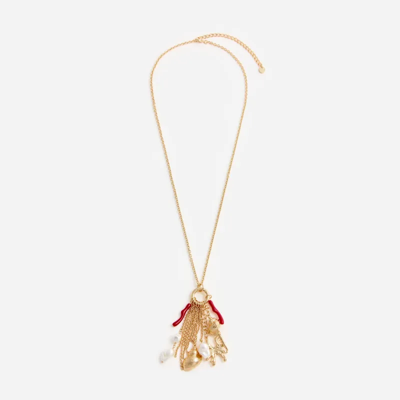 Gold Coral Charm Cluster Necklace made by Self-Portrait